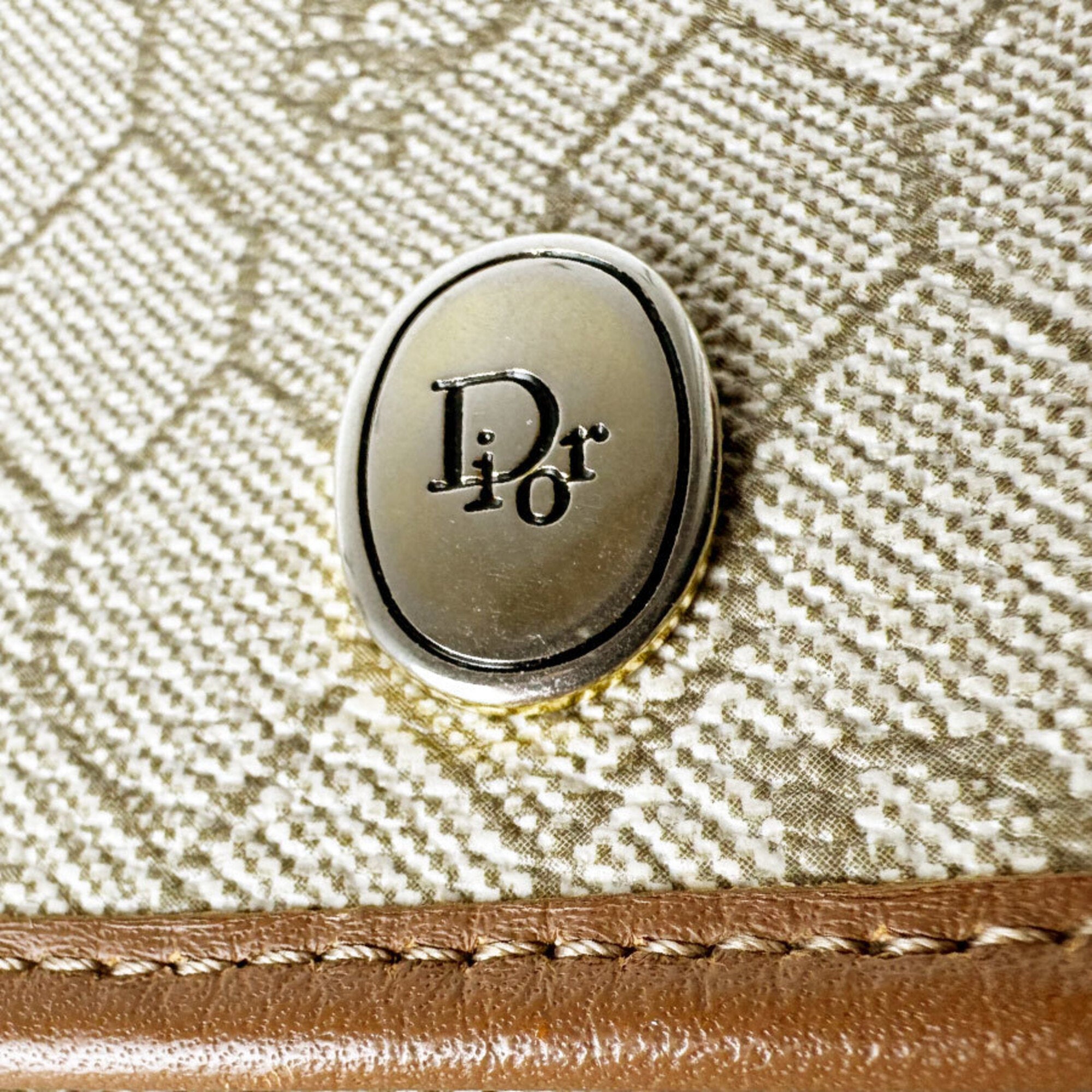 Christian Dior Brown Coated Canvas Leather Shoulder Bag (Pre-Owned)