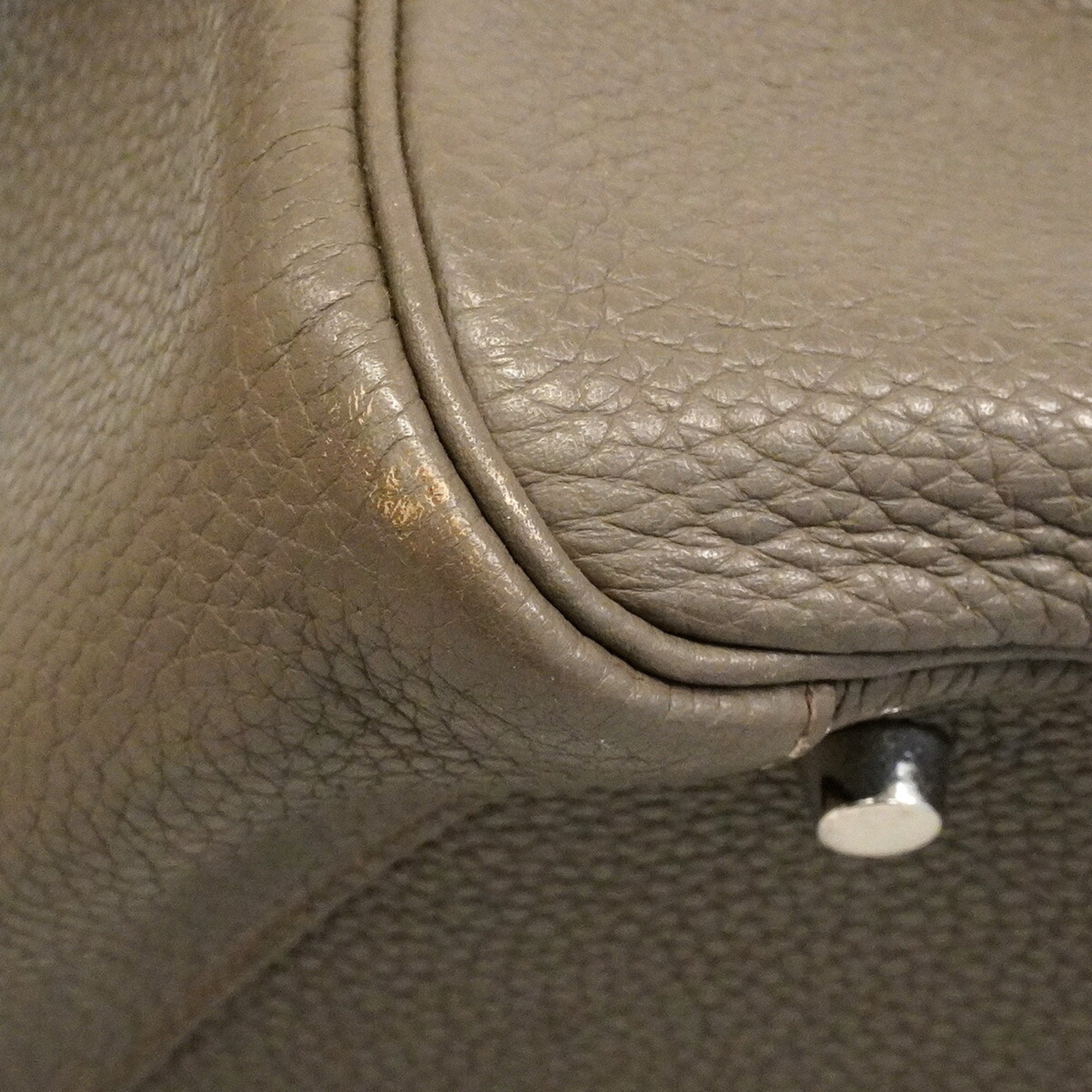 Hermes Etain Taurillon Clemence Leather Handbag (Pre-Owned)