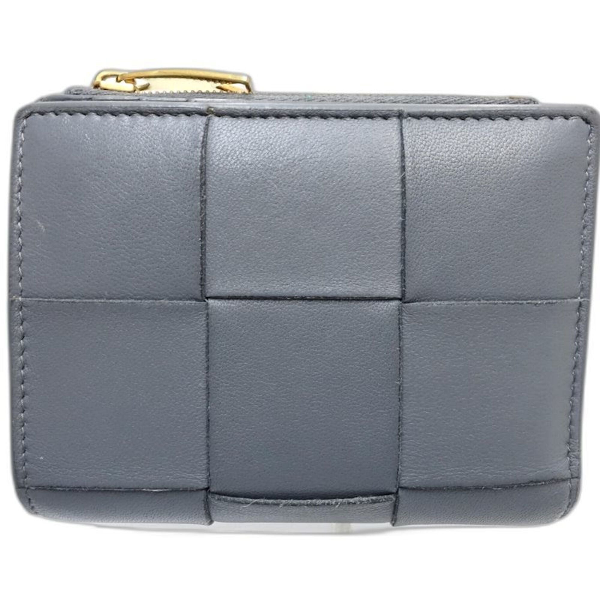 Bottega Veneta Gray Leather Wallet (Bi-Fold) (Pre-Owned)