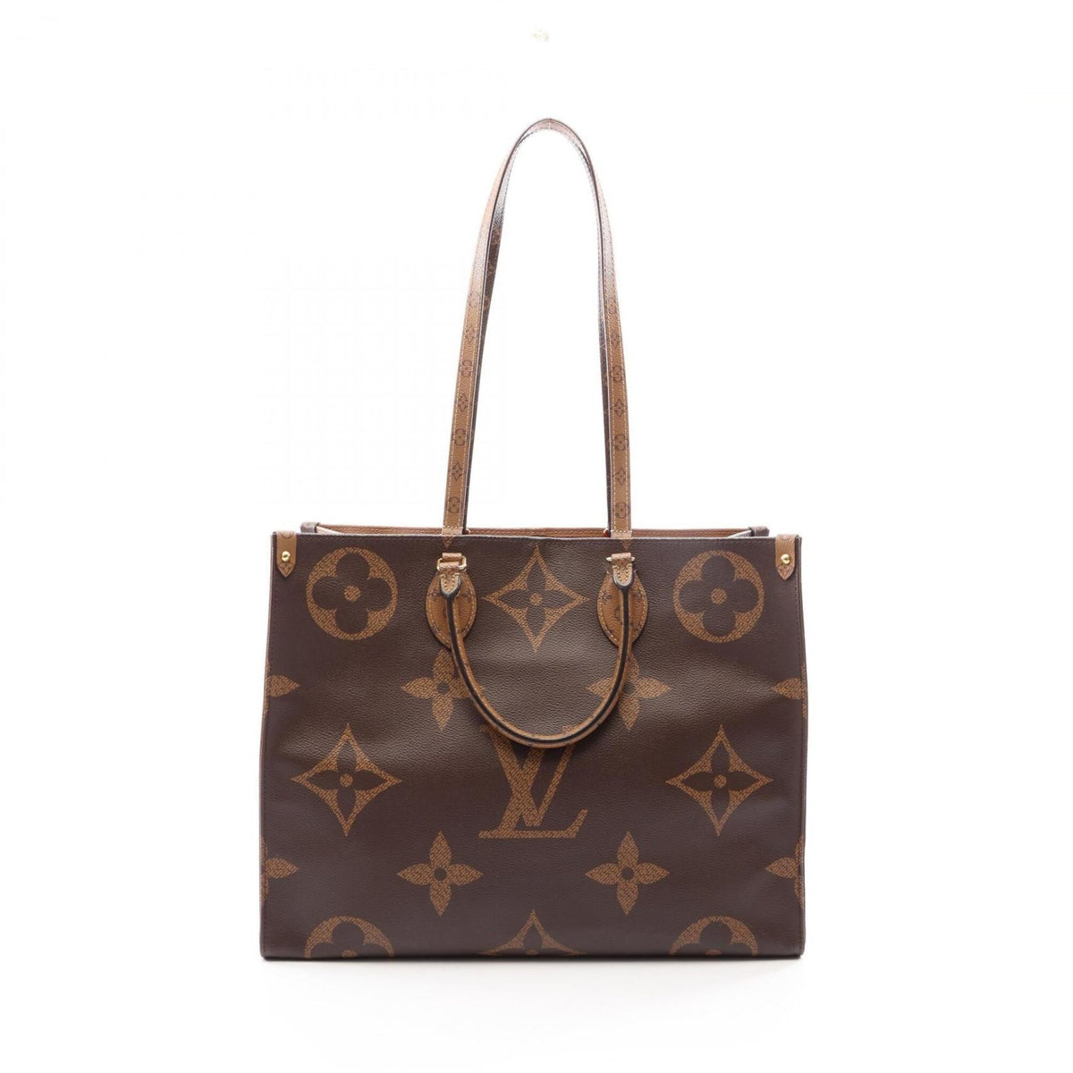 Louis Vuitton Beige Brown Coated Canvas Handbag Tote Bag (Pre-Owned)