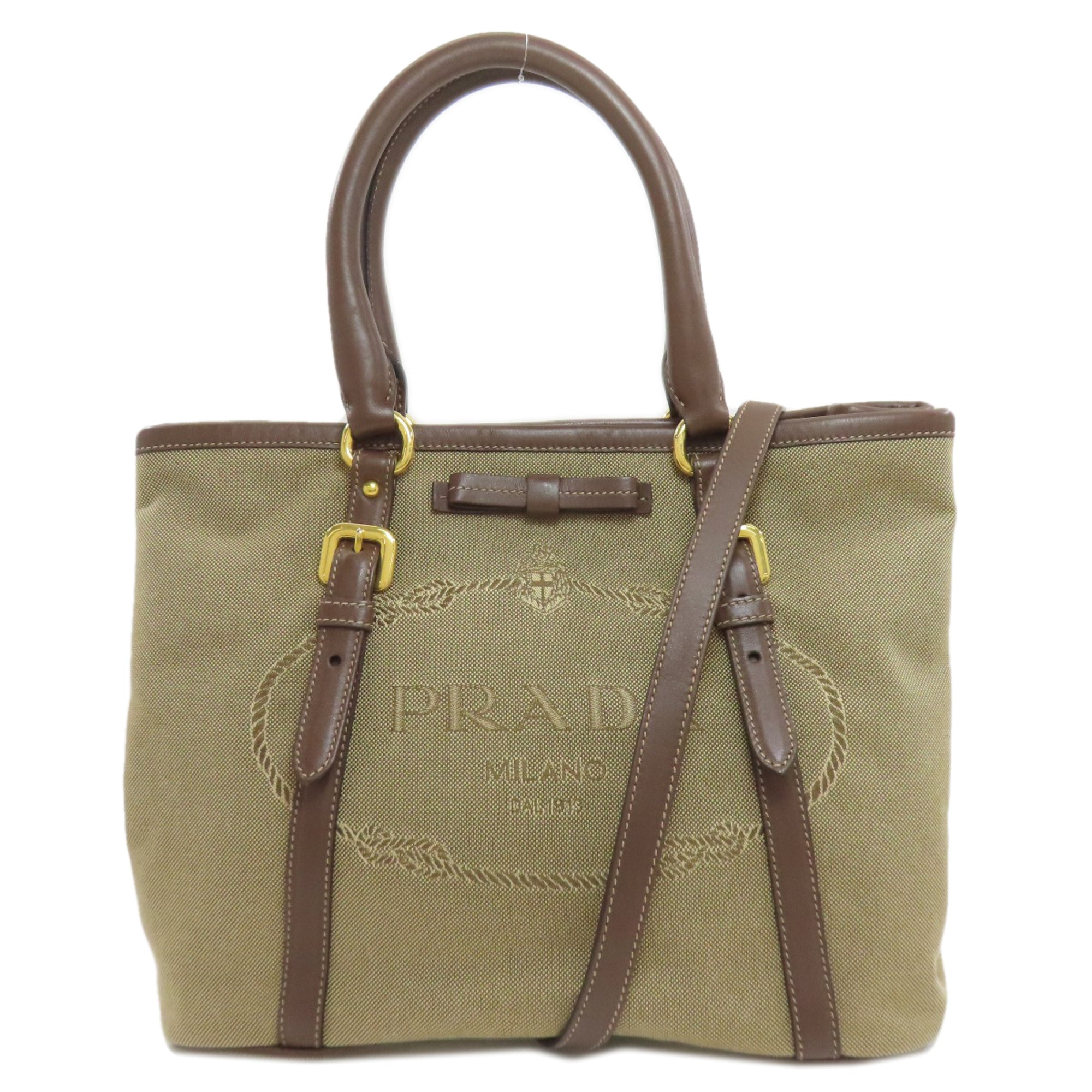 Prada Brown Canvas Handbag (Pre-Owned)
