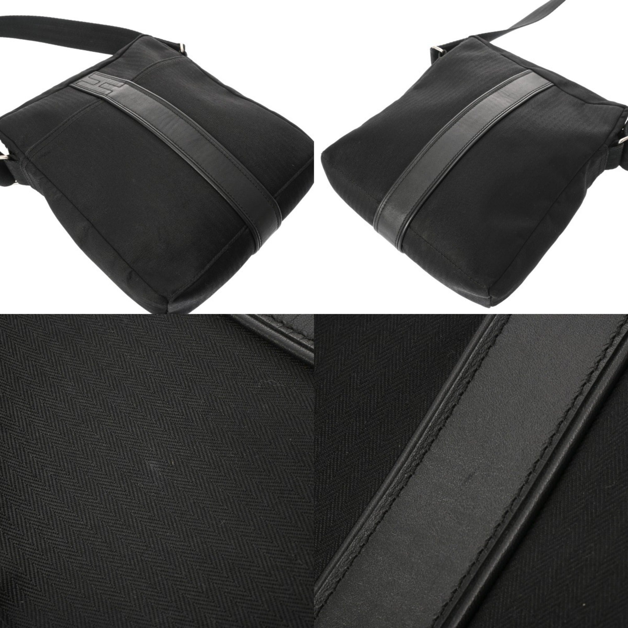 Hermes Acapulco Black Toile Chevron Shoulder Bag (Pre-Owned)