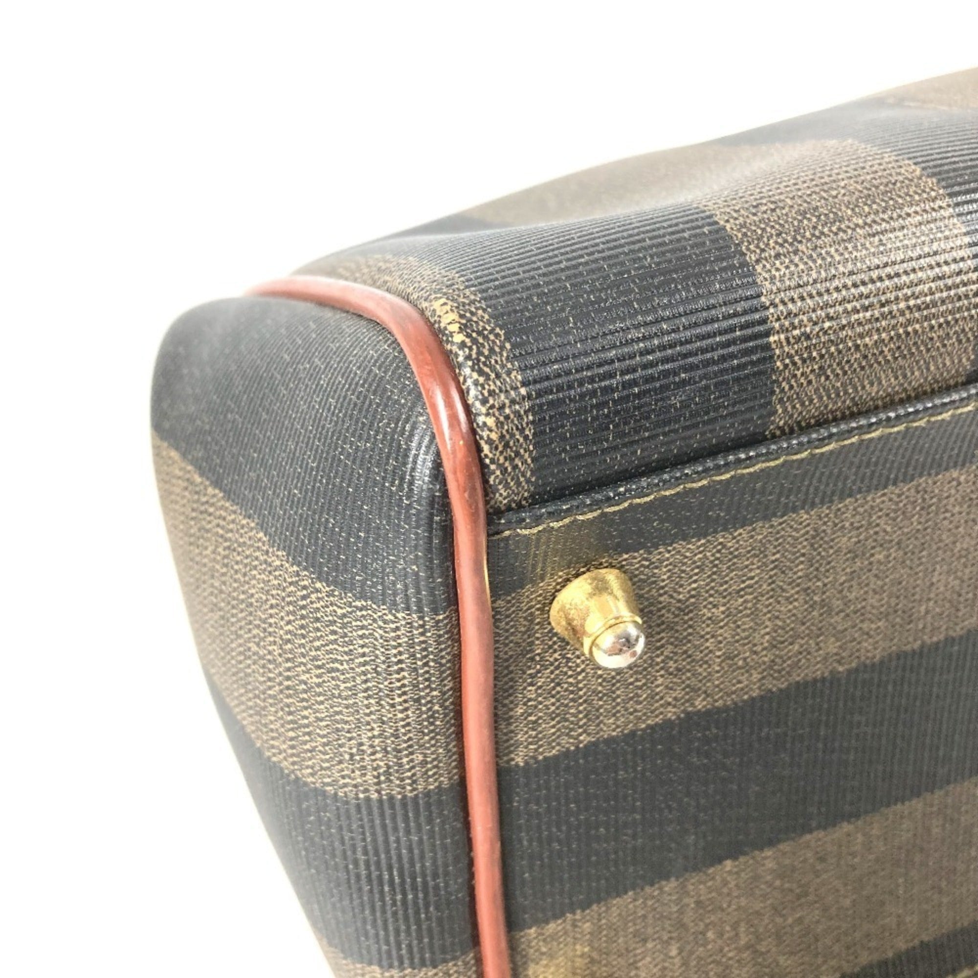 Fendi Khaki Pvc Leather Boston Bag Handbag (Pre-Owned)