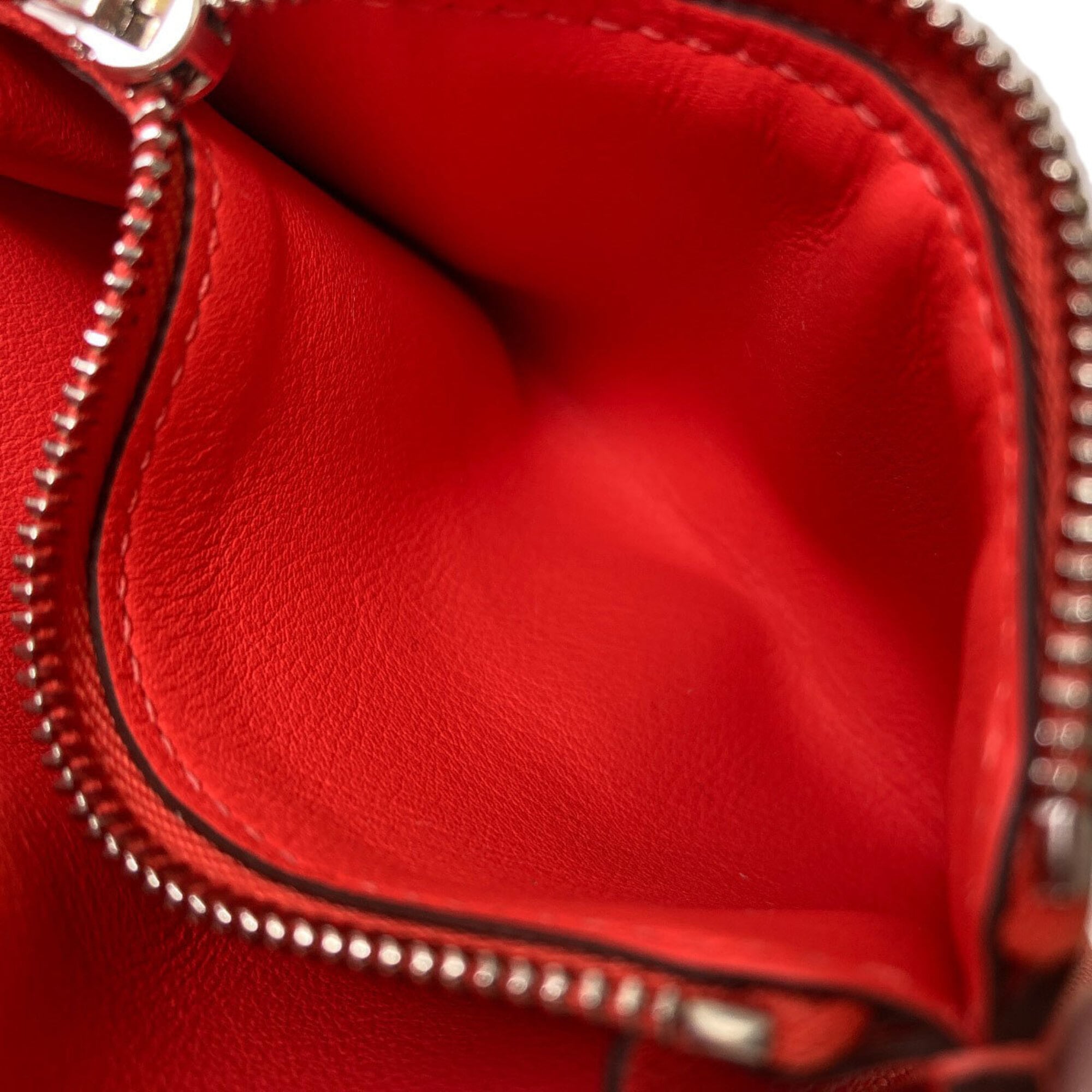 Hermes Beige Red Color Silk Wallet (Bi-Fold) (Pre-Owned)