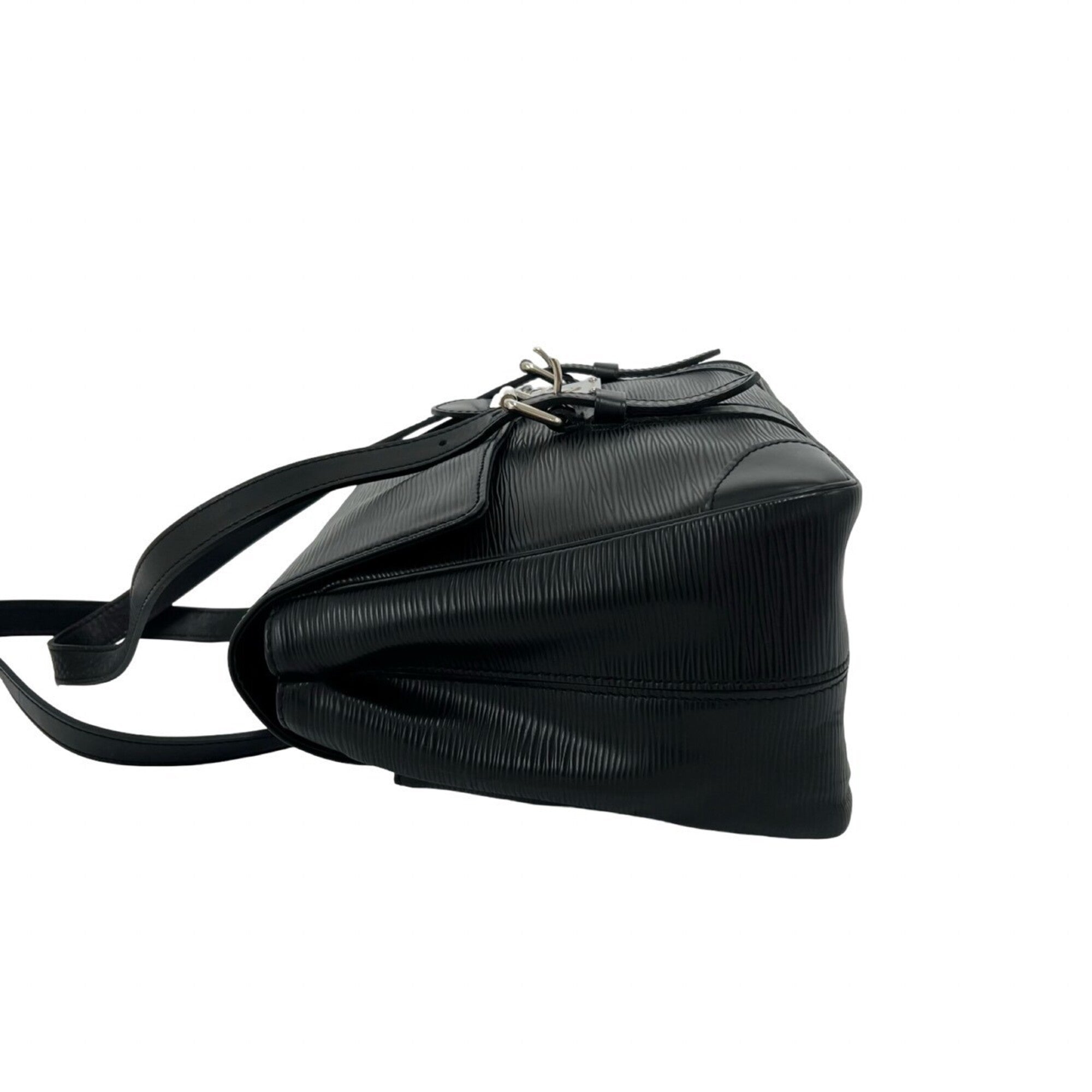 Louis Vuitton Black Leather Handbag Shoulder Bag Tote Bag (Pre-Owned)