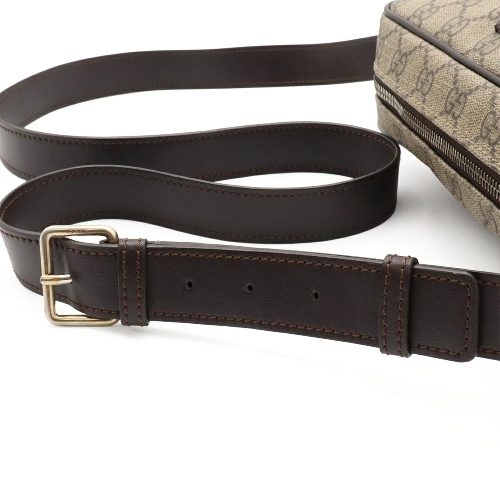 Gucci Beige Dark Brown Khaki Gg Supreme Canvas Shoulder Bag (Pre-Owned)