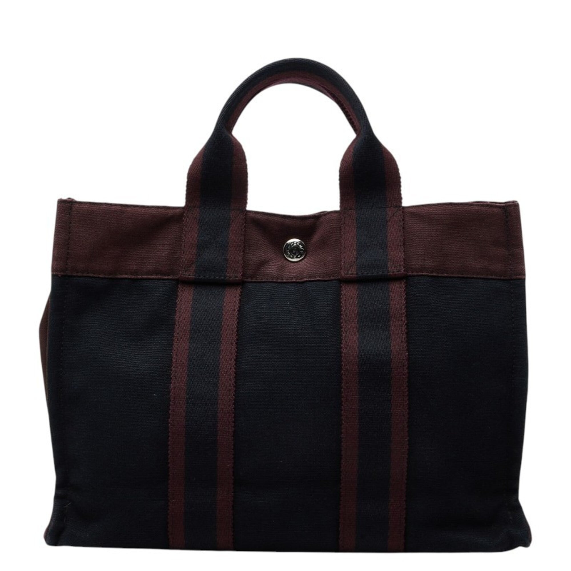 Hermes Black Bordeaux Cotton Handbag Tote Bag (Pre-Owned)