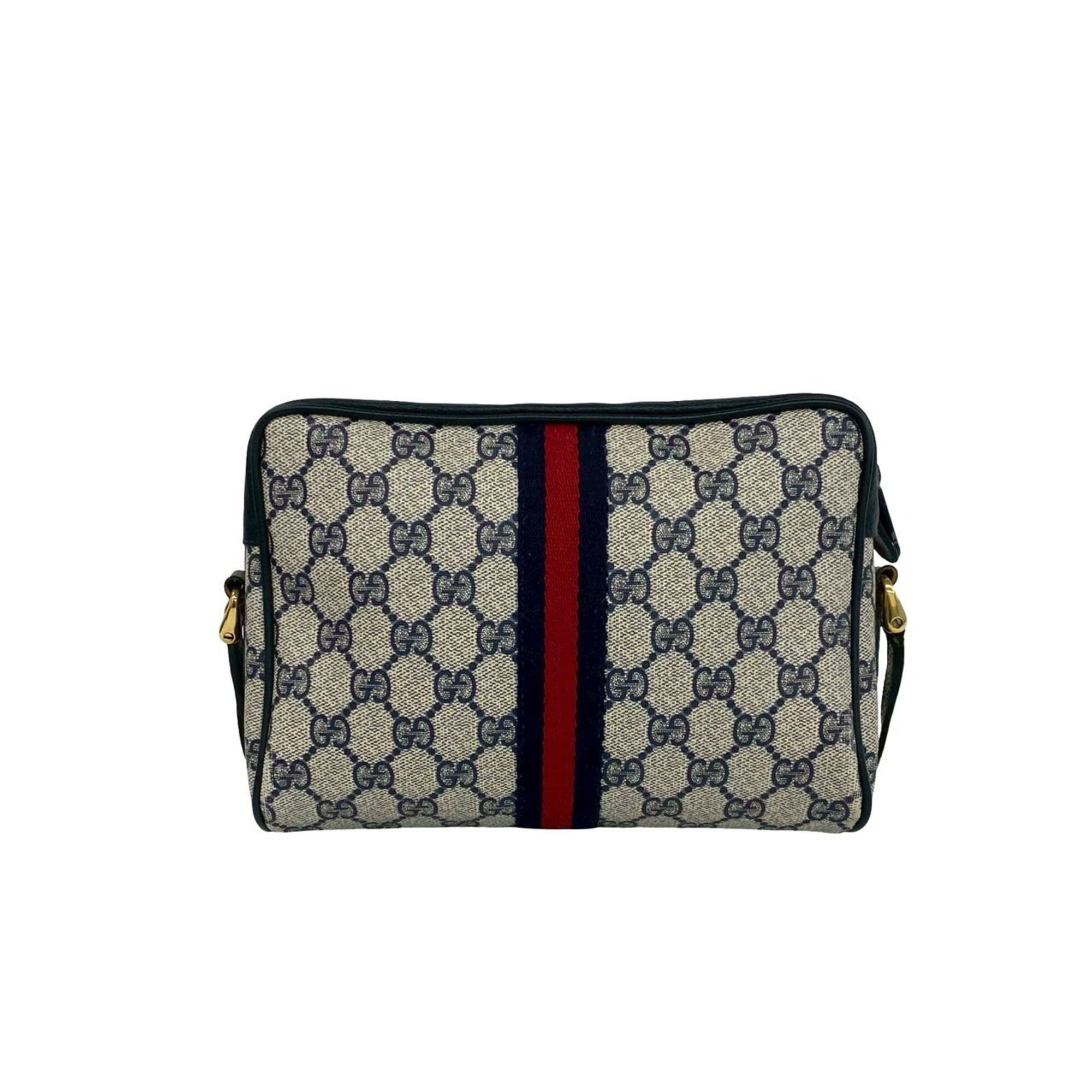 Gucci Navy Red Color Leather Pvc Shoulder Bag (Pre-Owned)