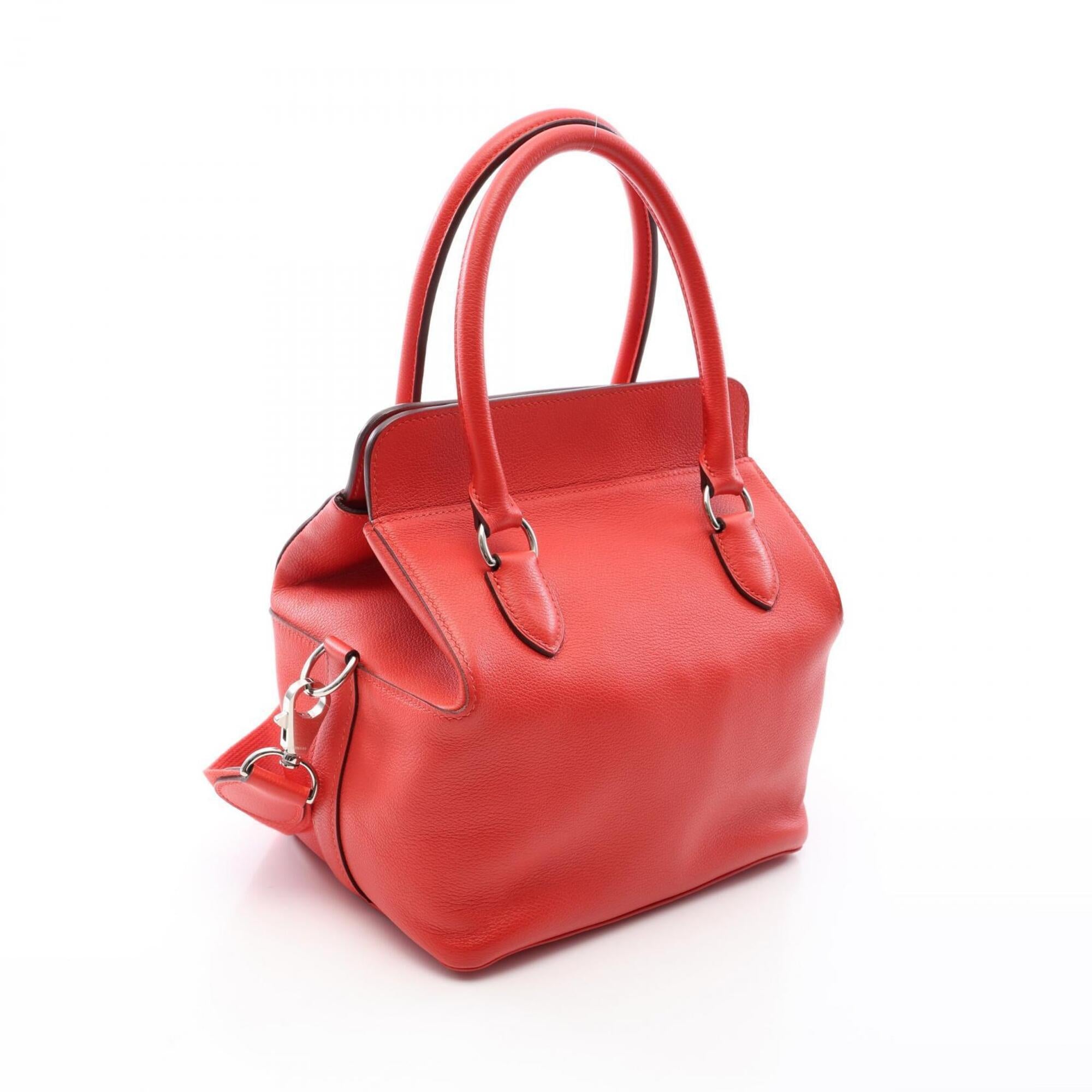 Hermes Red Color Evercalf Leather Handbag (Pre-Owned)