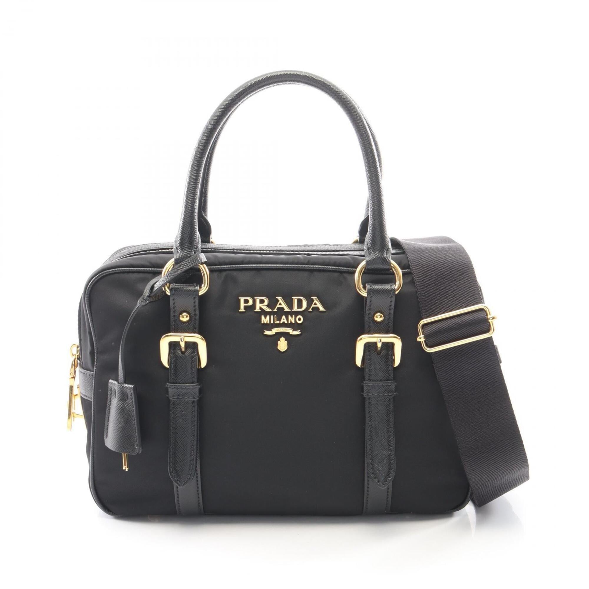 Prada Black Nylon Leather Handbag (Pre-Owned)