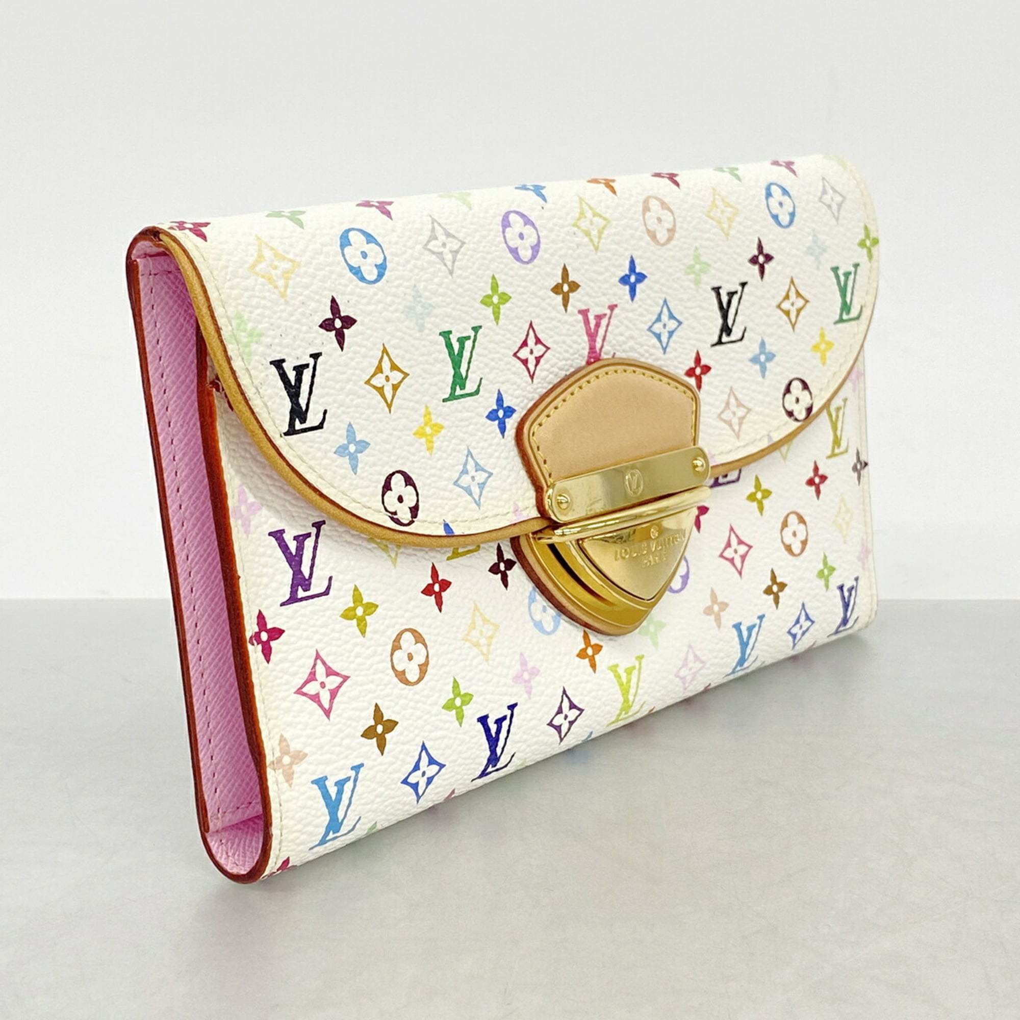 Louis Vuitton Blanc Litchi Long Wallet (Tri-Fold) (Pre-Owned)