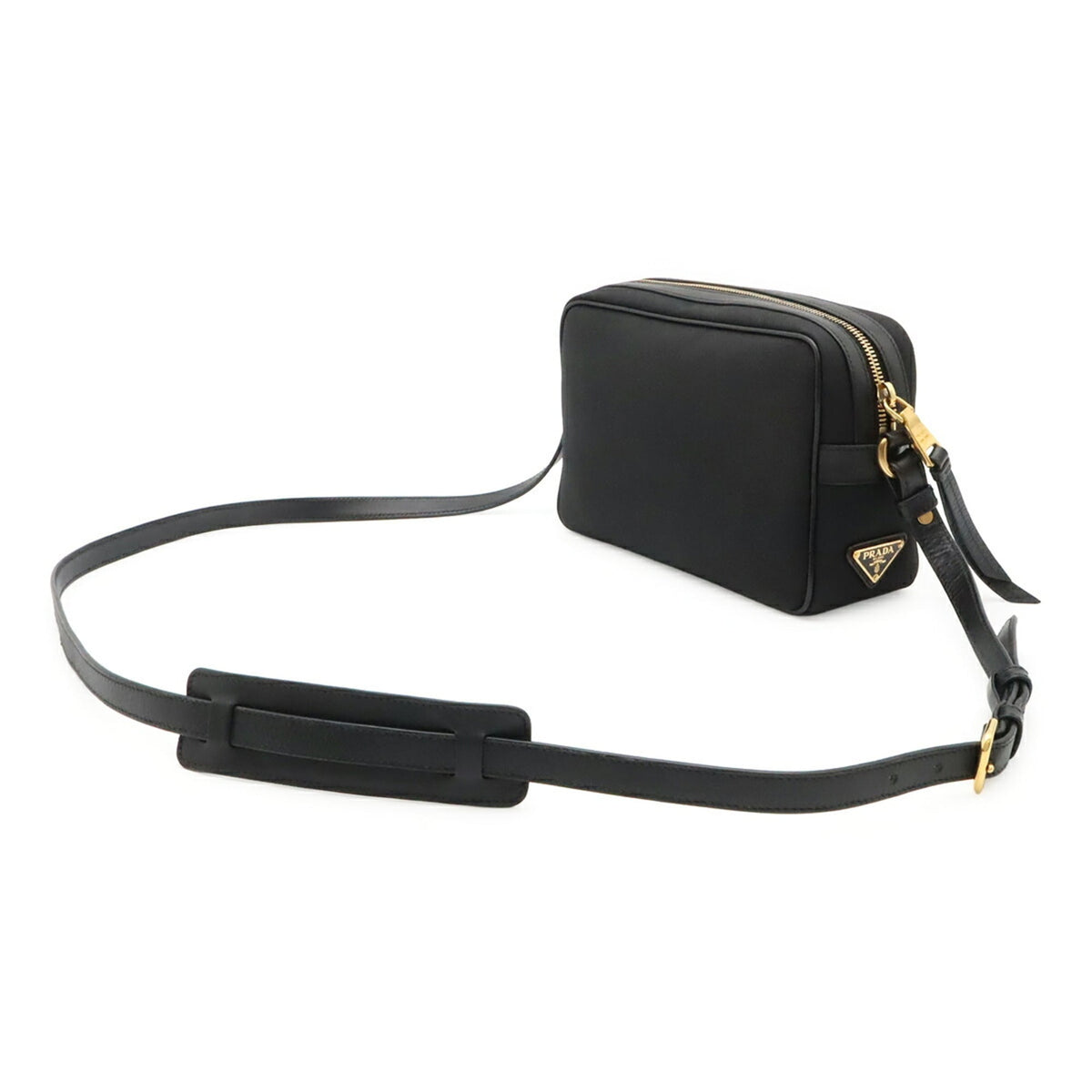 Prada Black Nero Canvas Leather Shoulder Bag (Pre-Owned)