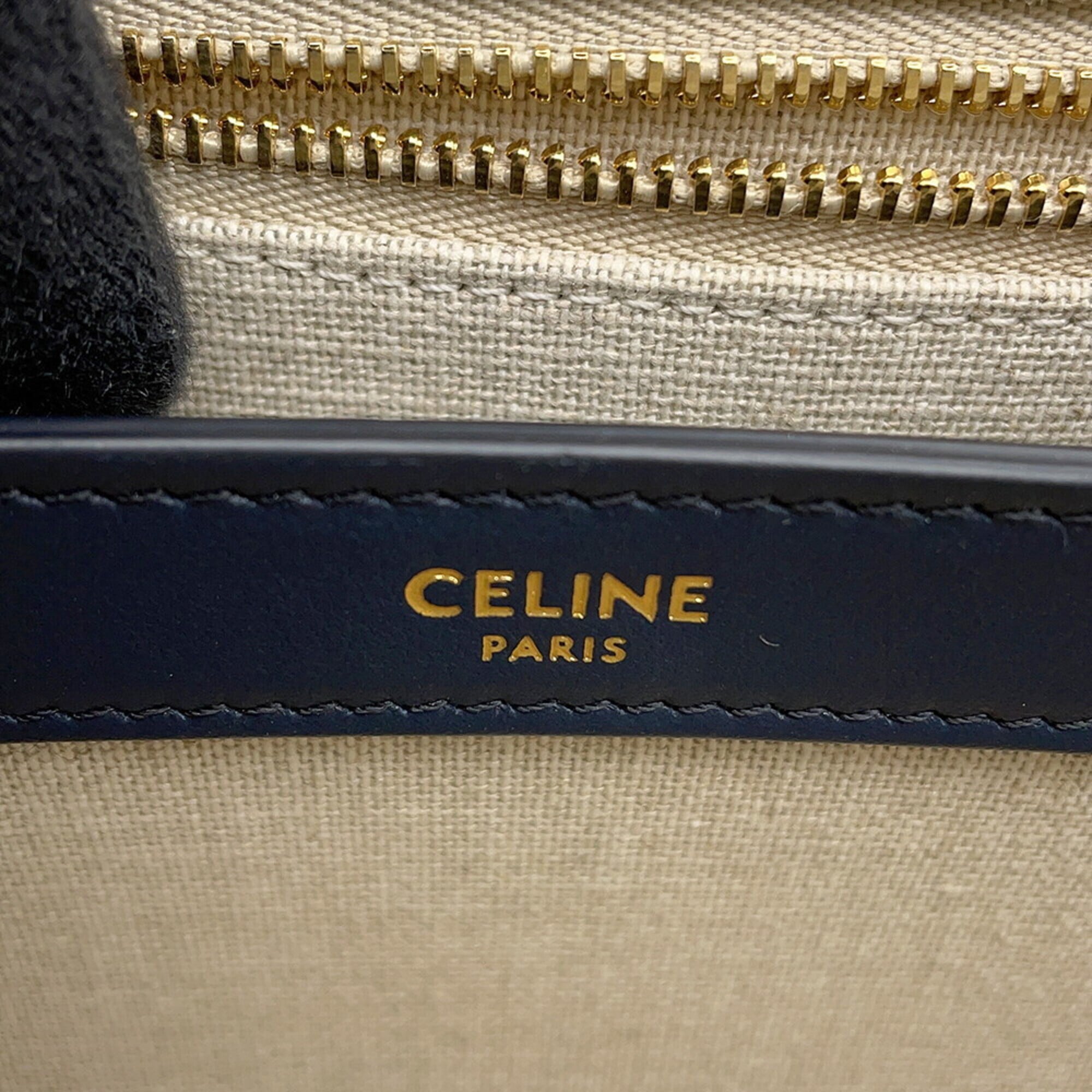 Celine Navy Raffia Handbag Shoulder Bag (Pre-Owned)