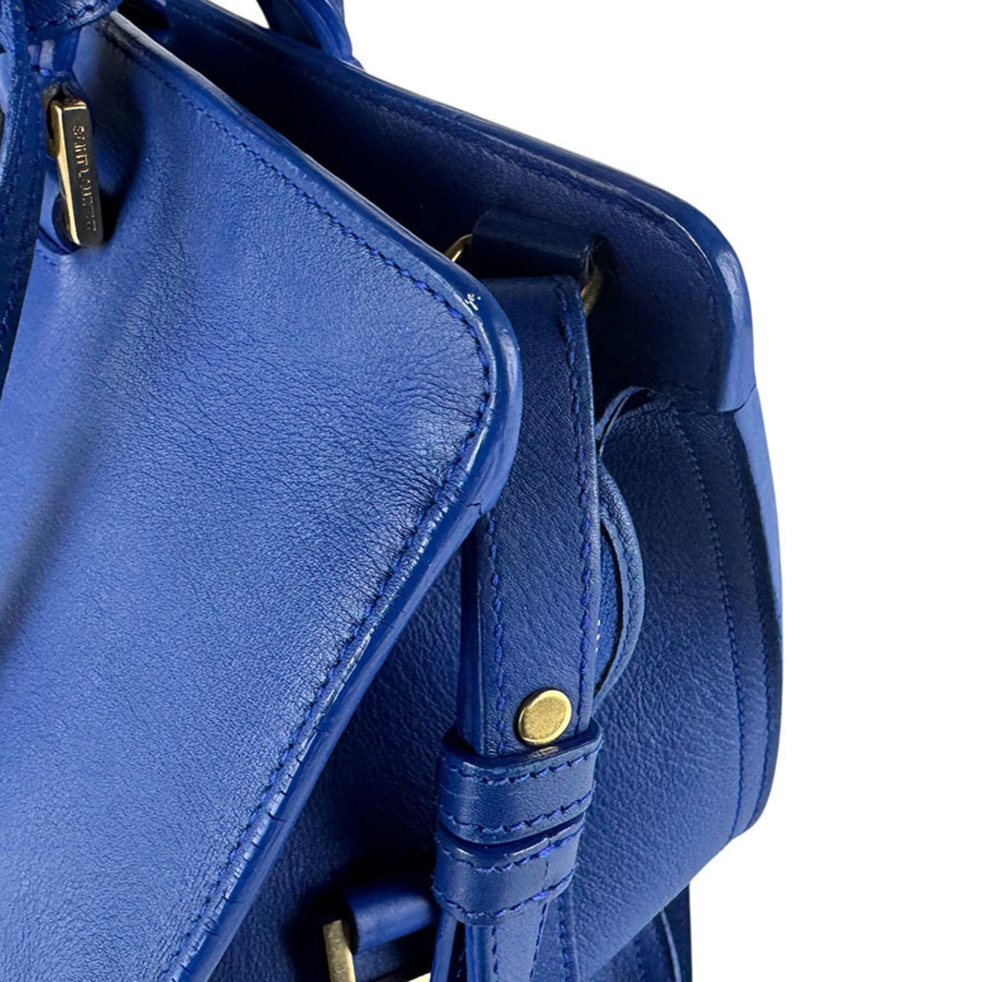 Saint Laurent Blue Leather Handbag Shoulder Bag (Pre-Owned)