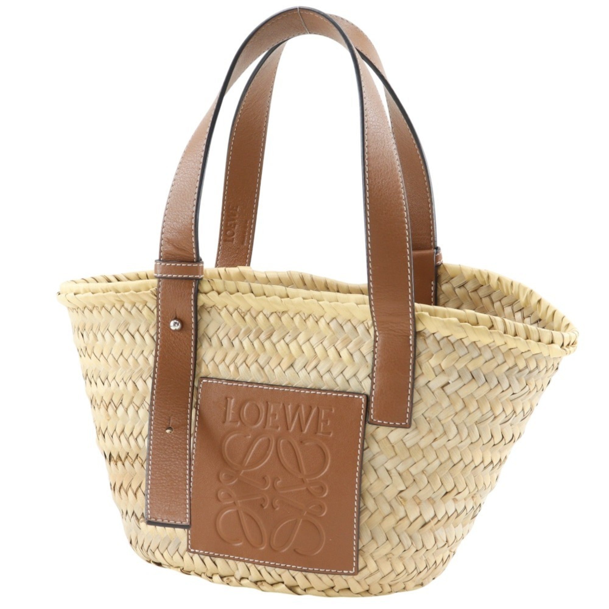 Loewe Beige Raffia Leather Basket Handbag (Pre-Owned)