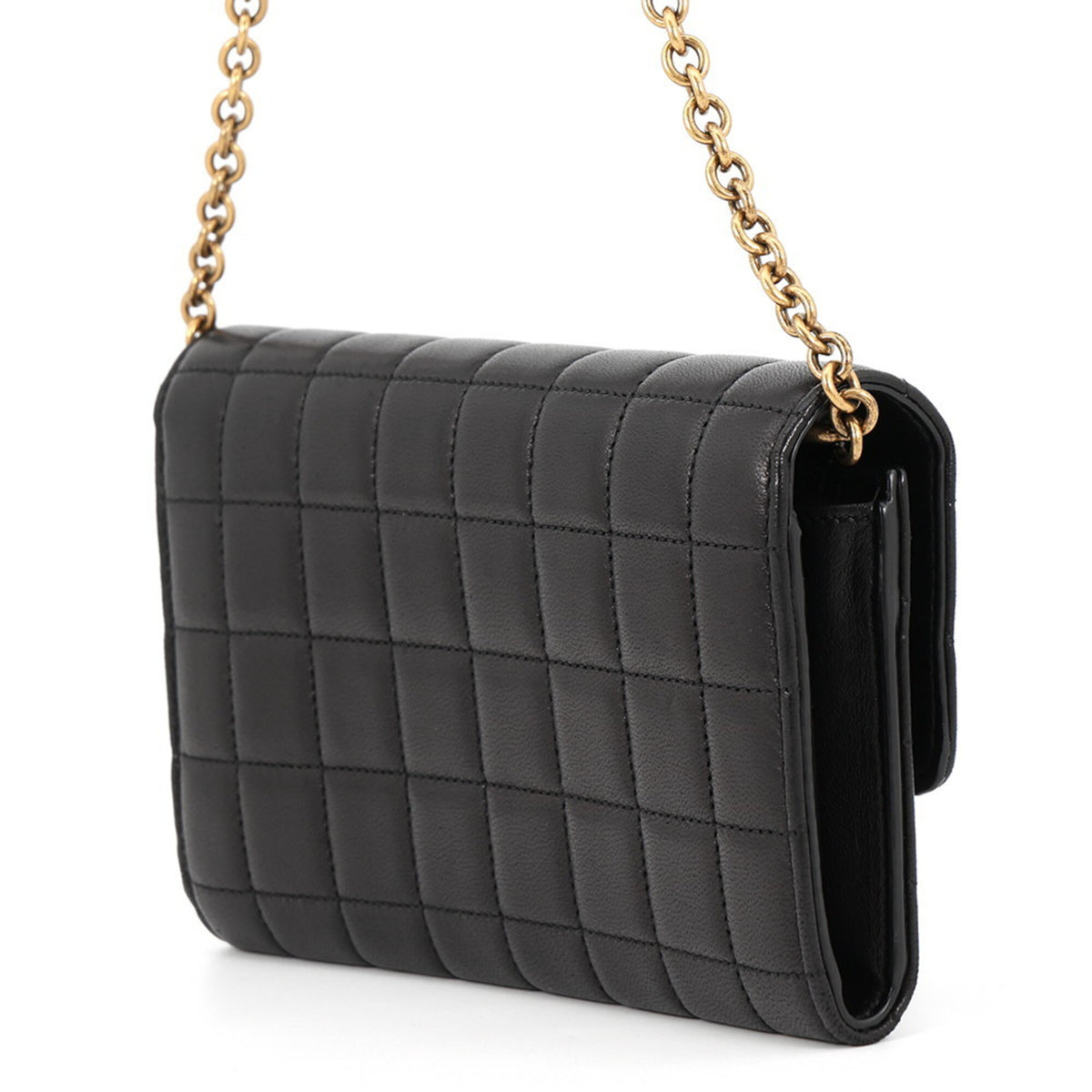 Yves Saint Laurent Black Leather Chain/Shoulder Wallet (Pre-Owned)