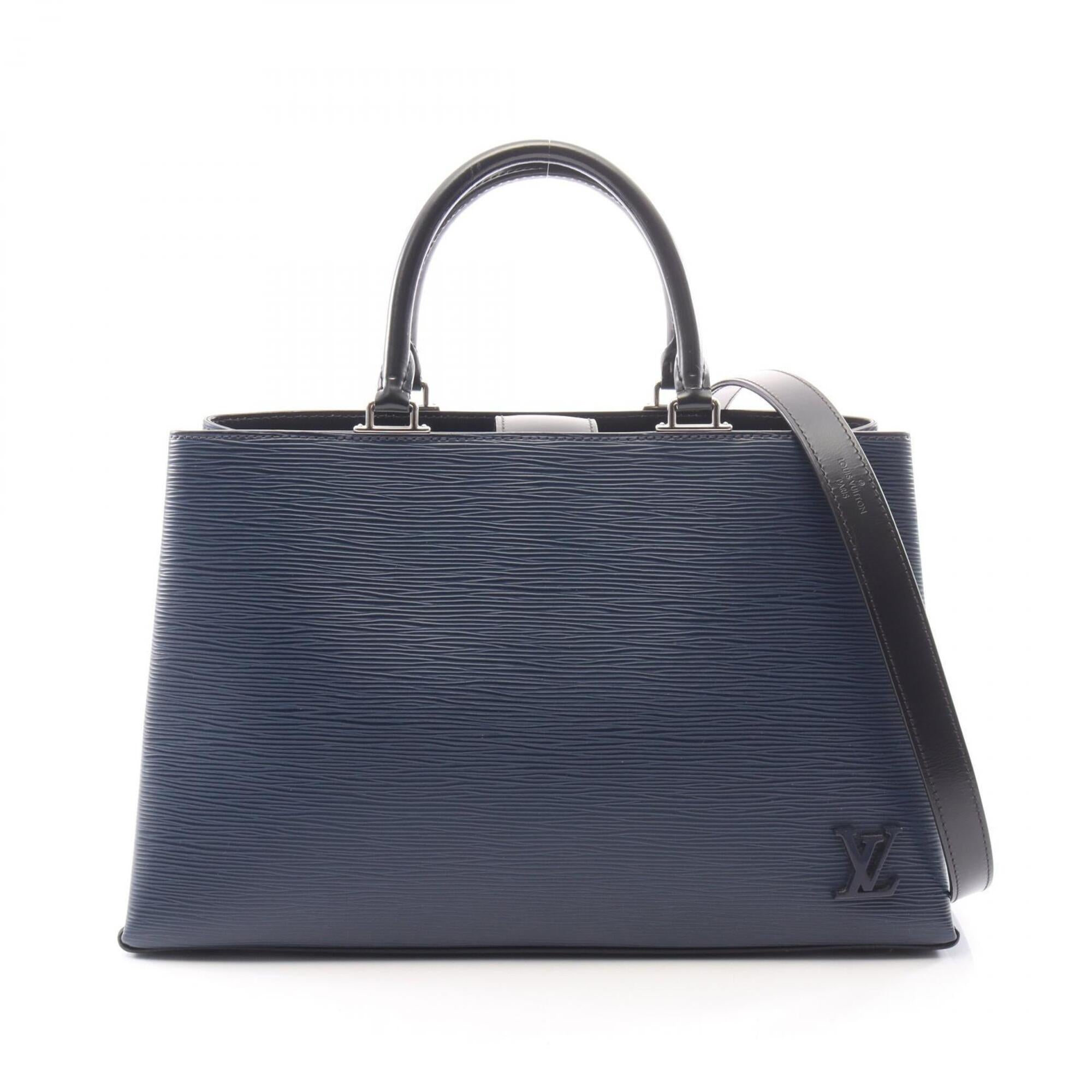 Louis Vuitton Black Navy Leather Handbag Tote Bag (Pre-Owned)