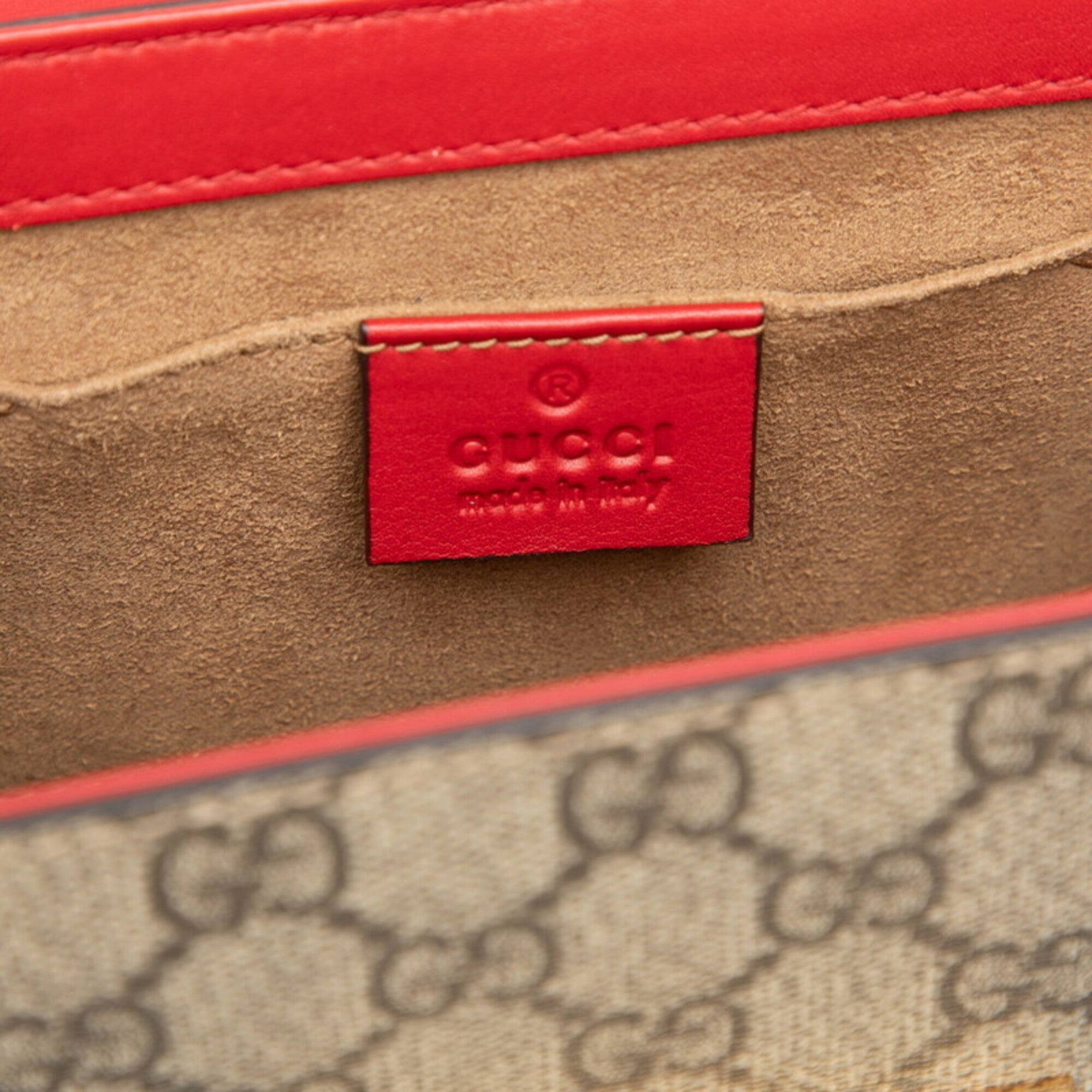 Gucci Beige Pink Red Color Pvc Leather Shoulder Bag (Pre-Owned)