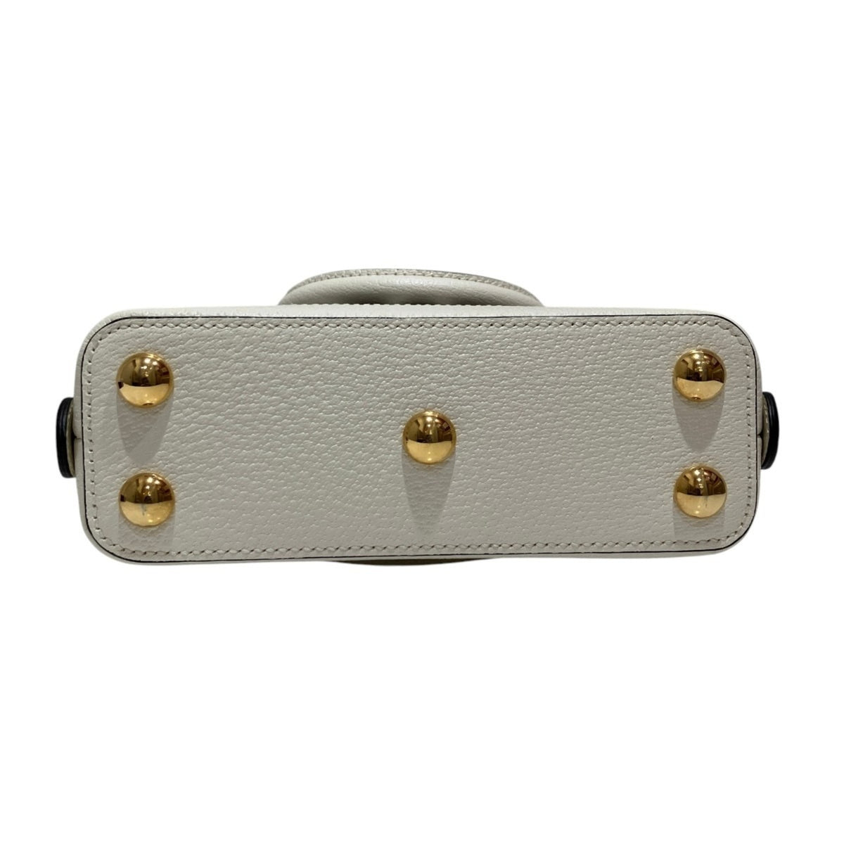 Gucci Horsebit White Leather Canvas Handbag (Pre-Owned)