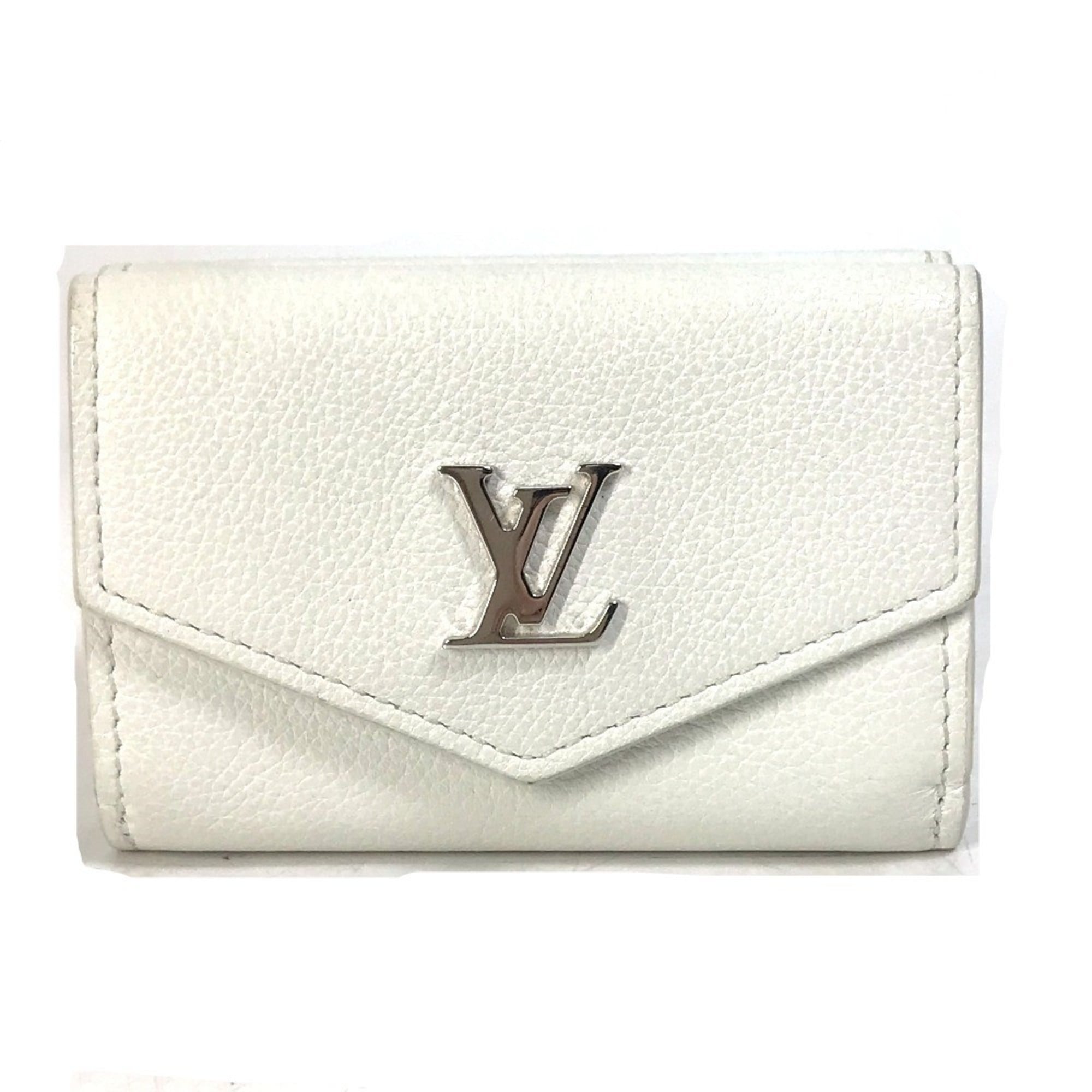 Louis Vuitton White Leather Wallet (Tri-Fold) (Pre-Owned)