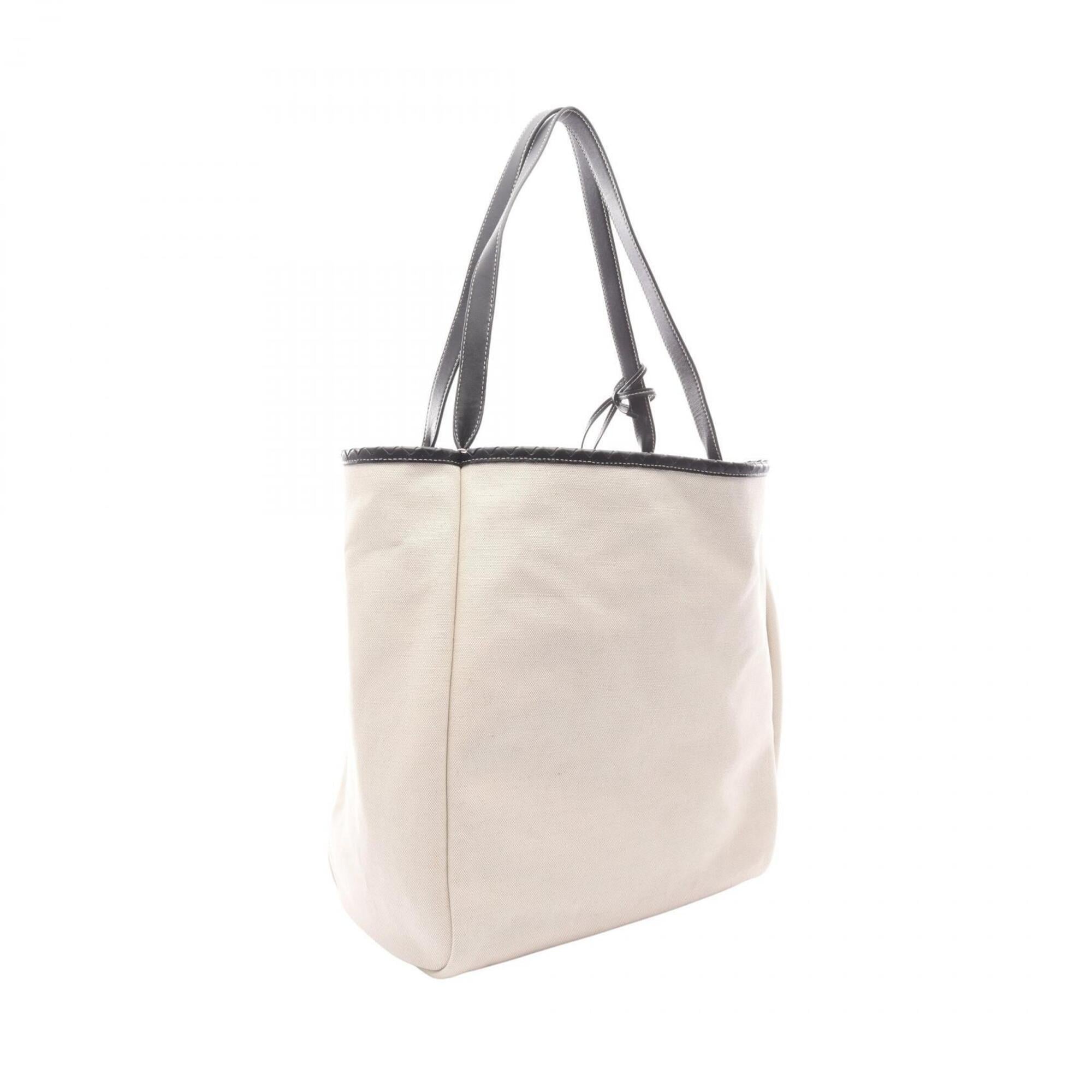 Bottega Veneta Black Khaki White Canvas Suede Leather Handbag Tote Bag (Pre-Owned)