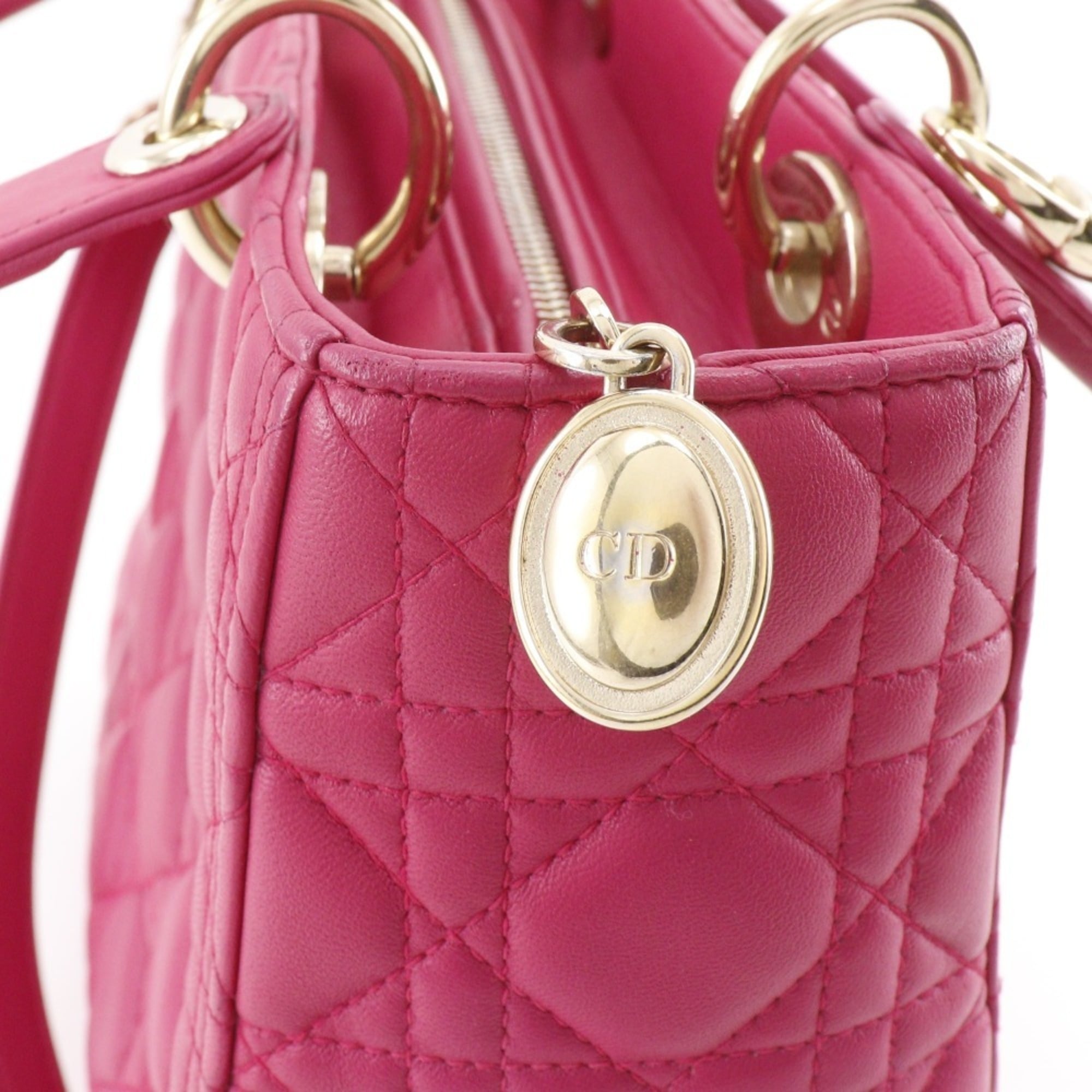 Christian Dior Lady Dior Pink Leather Handbag (Pre-Owned)