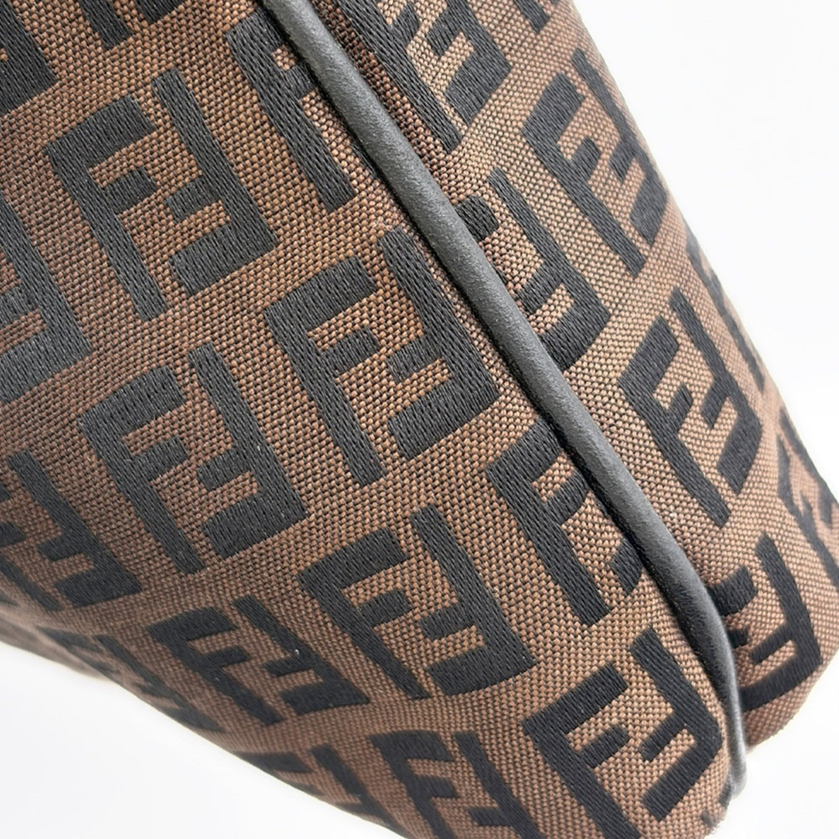 Fendi Zucca Black Brown Canvas Leather Shoulder Bag (Pre-Owned)