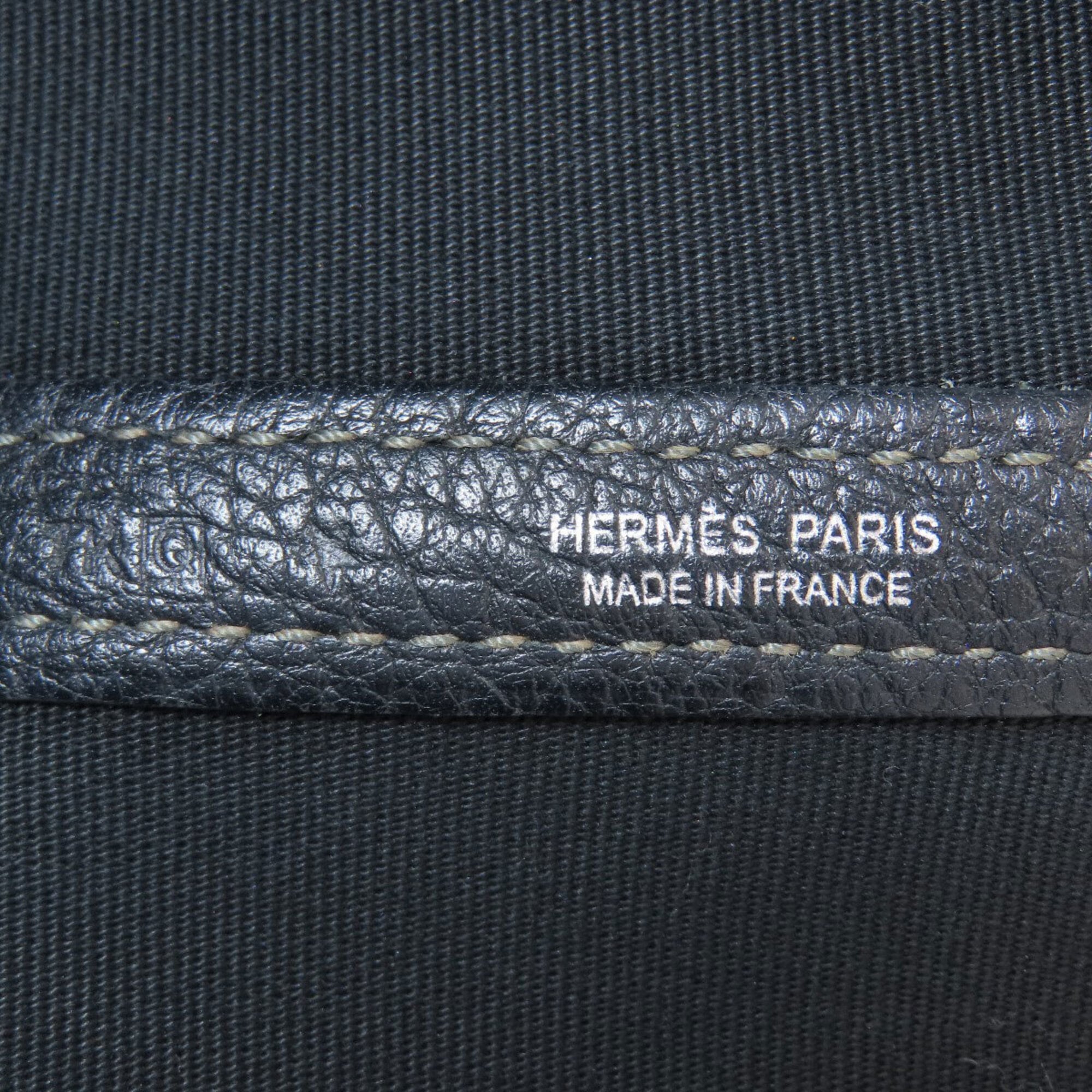 Hermes Black Buffalo Leather Toile Officier Tote Bag (Pre-Owned)