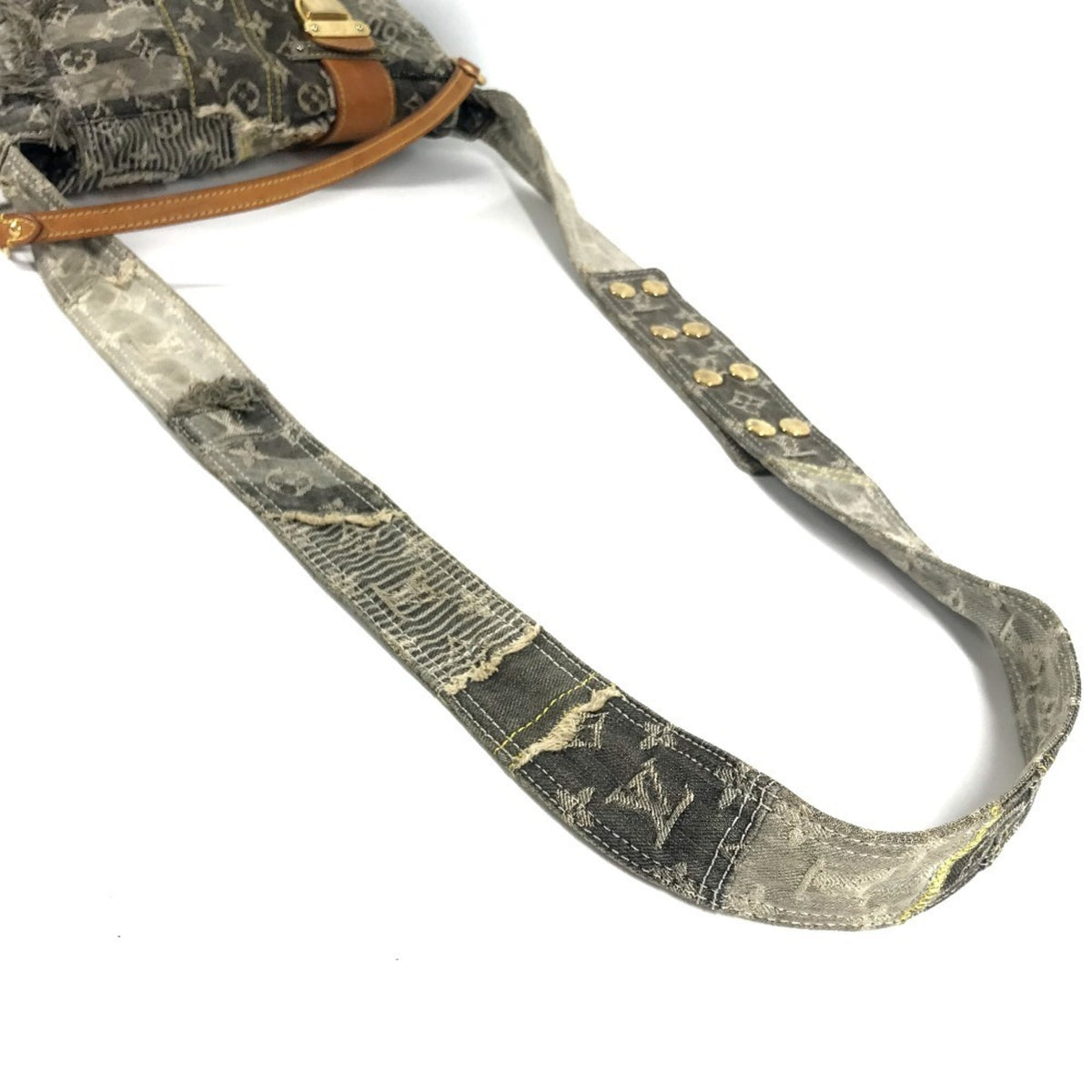 Louis Vuitton Black Gray Monogram Denim Shoulder Bag (Pre-Owned)