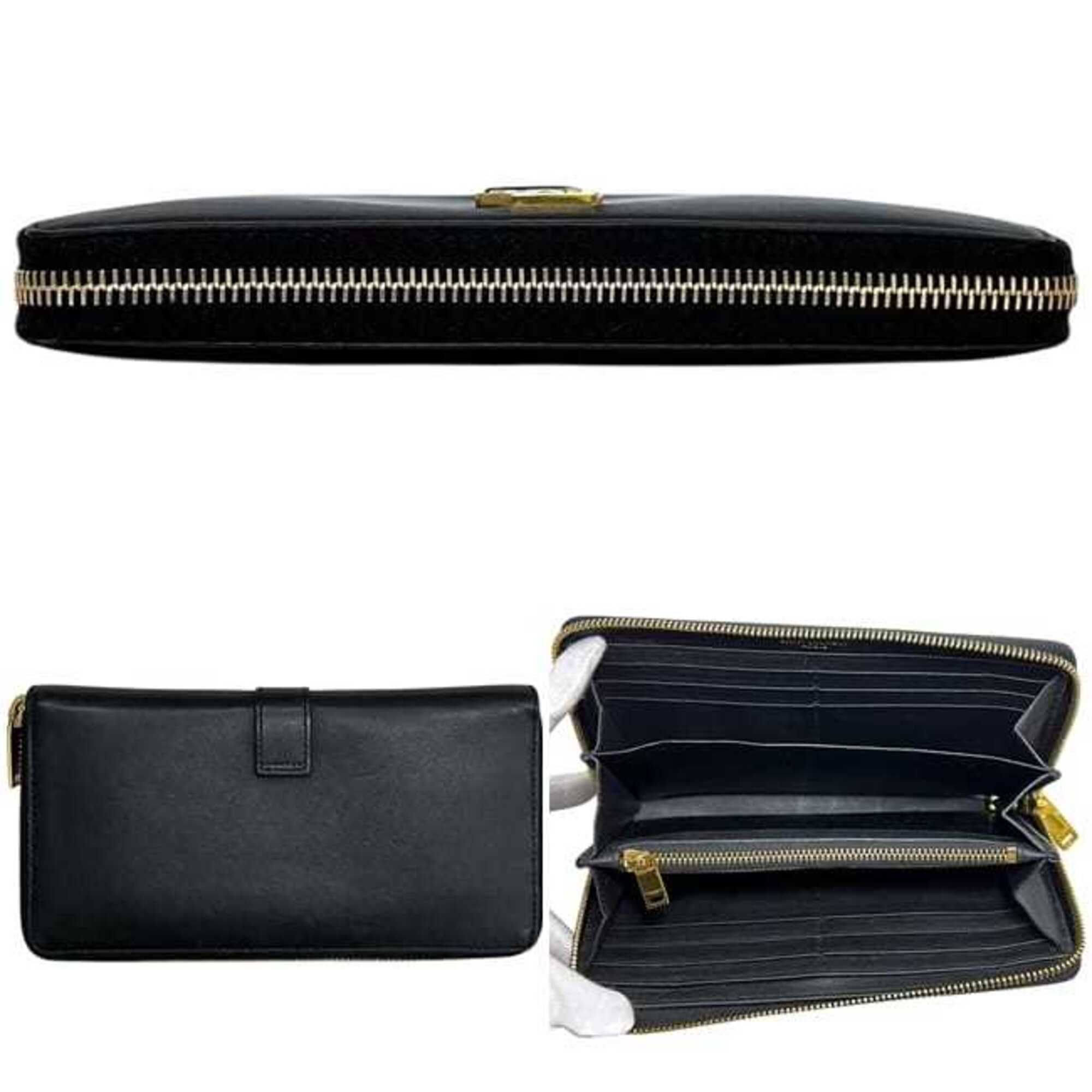 Saint Laurent Black Leather Long Wallet (Bi-Fold) (Pre-Owned)