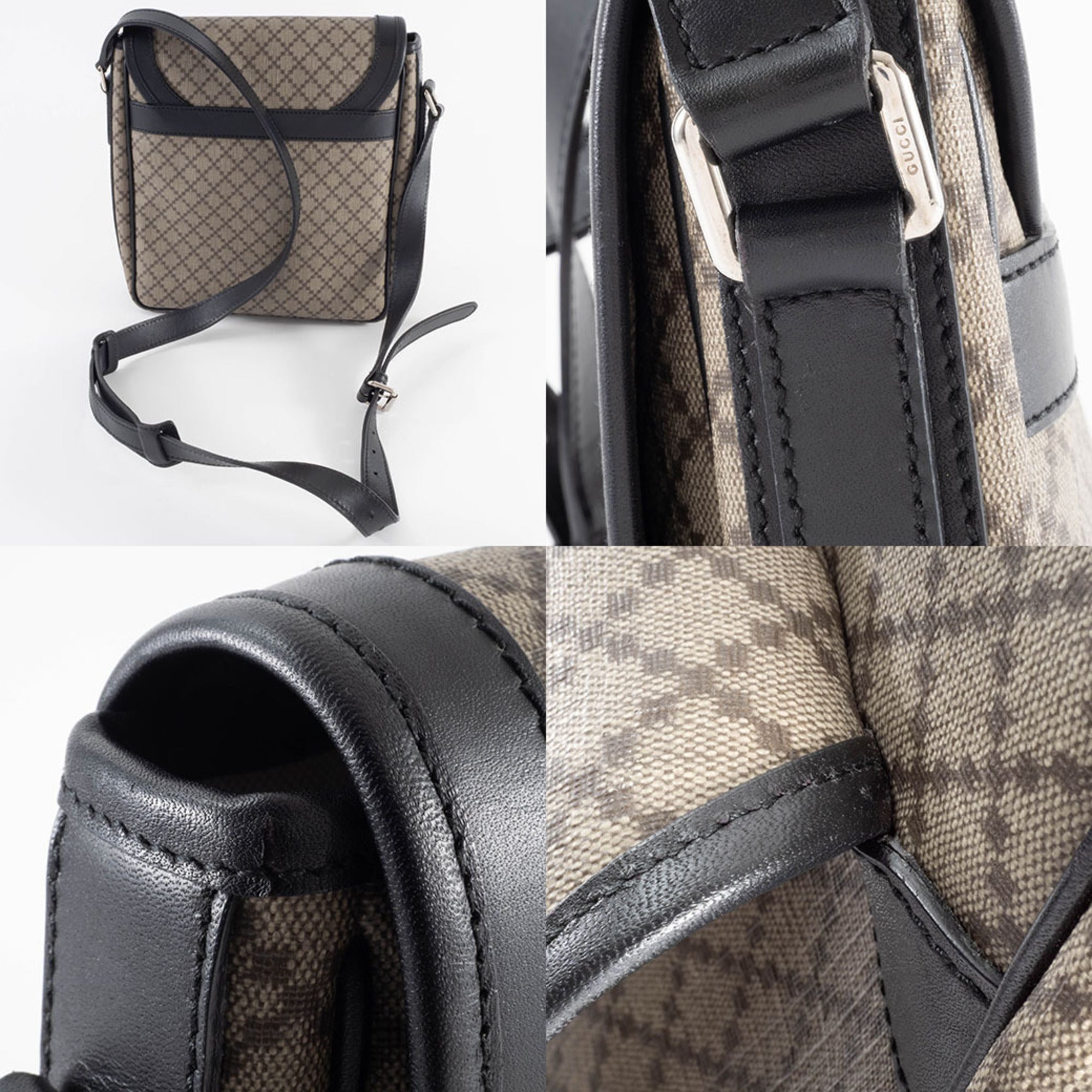 Gucci Beige Black Pvc Leather Shoulder Bag (Pre-Owned)