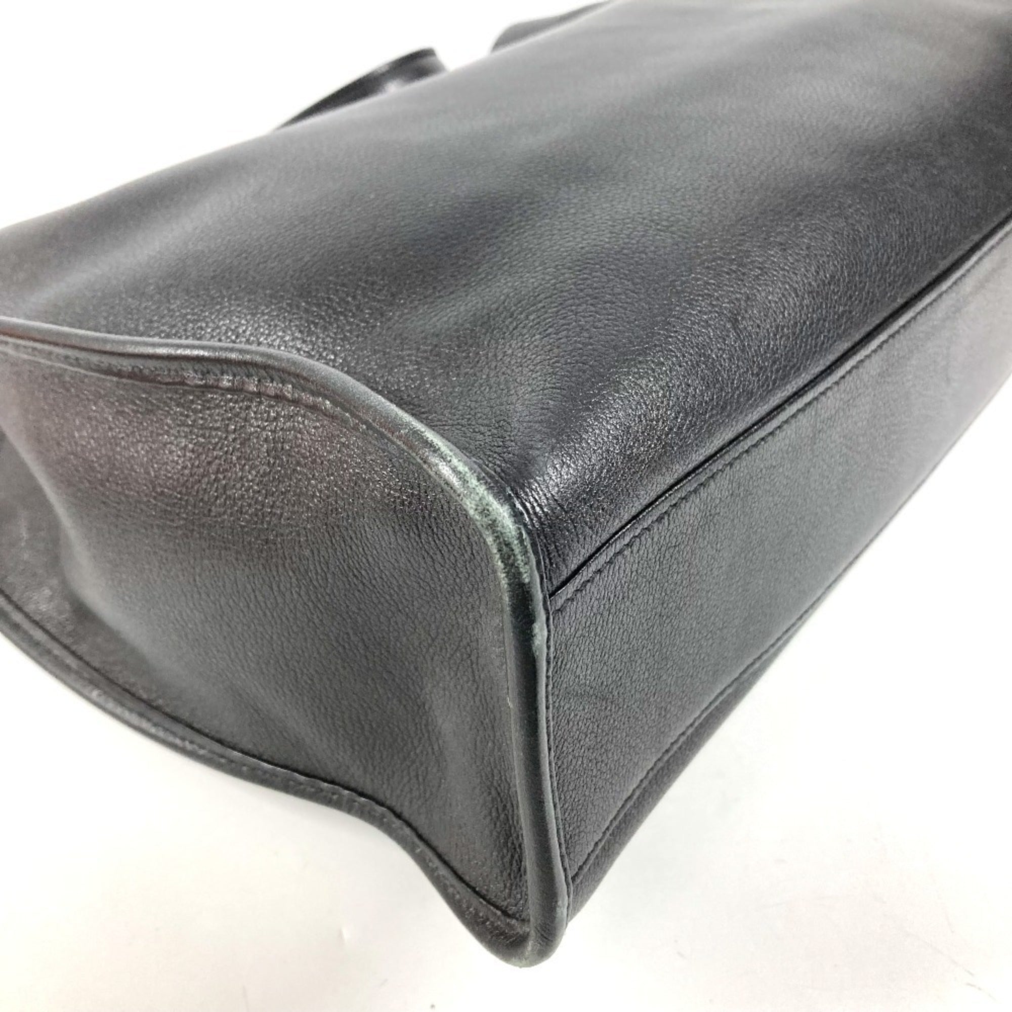 Hermes Black Leather Handbag Tote Bag (Pre-Owned)