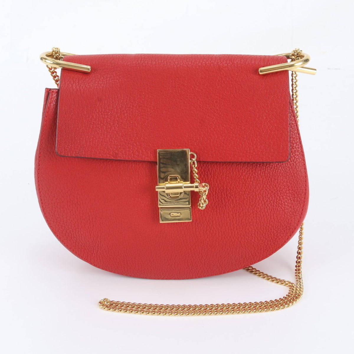 Chloé Gold Red Color Leather Crossbody Bag Shoulder Bag (Pre-Owned)