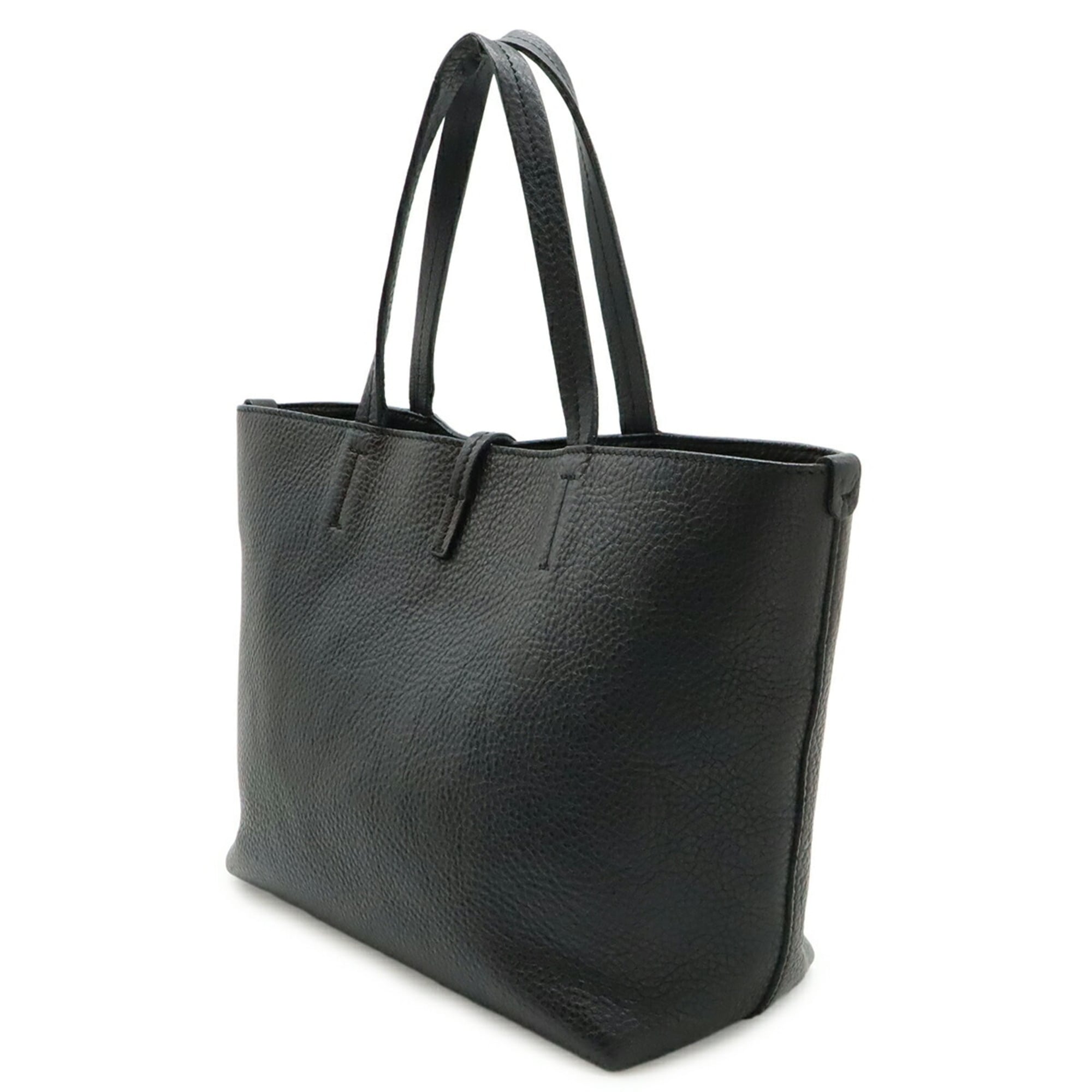 Salvatore Ferragamo Black Leather Handbag Tote Bag (Pre-Owned)