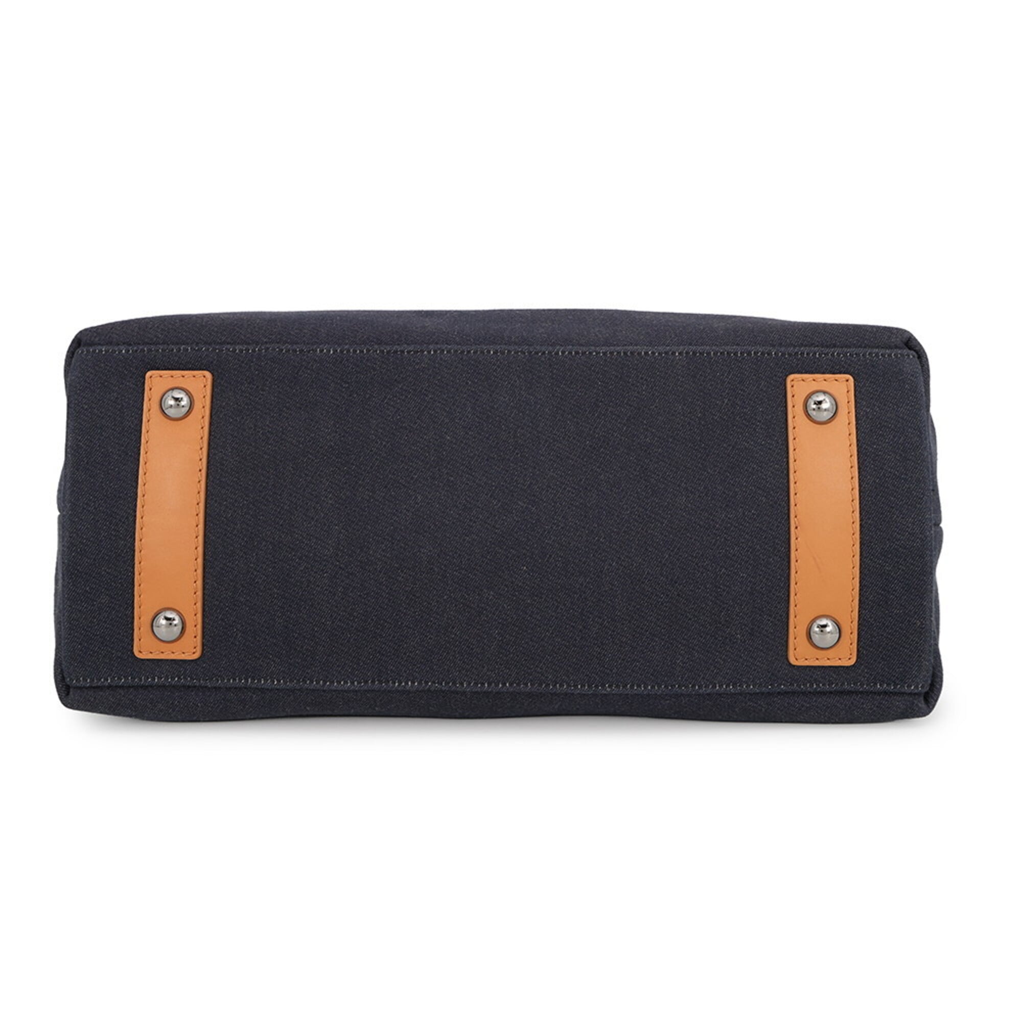 Chanel Denim Navy Denim Leather Handbag Shoulder Bag Tote Bag (Pre-Owned)