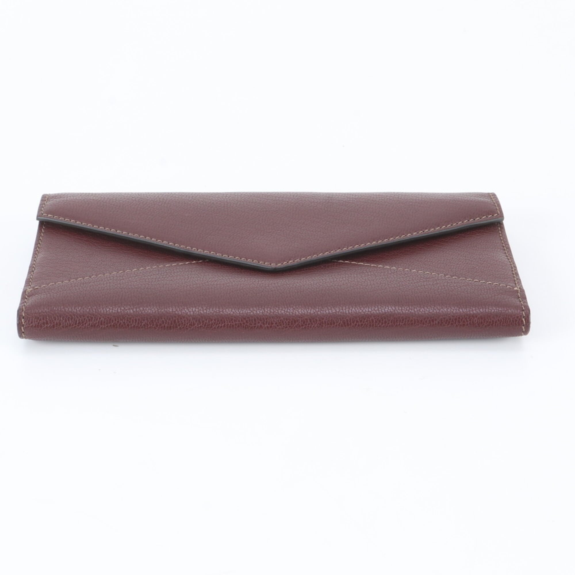 Cartier Wine Red Leather Long Wallet (Bi-Fold) (Pre-Owned)
