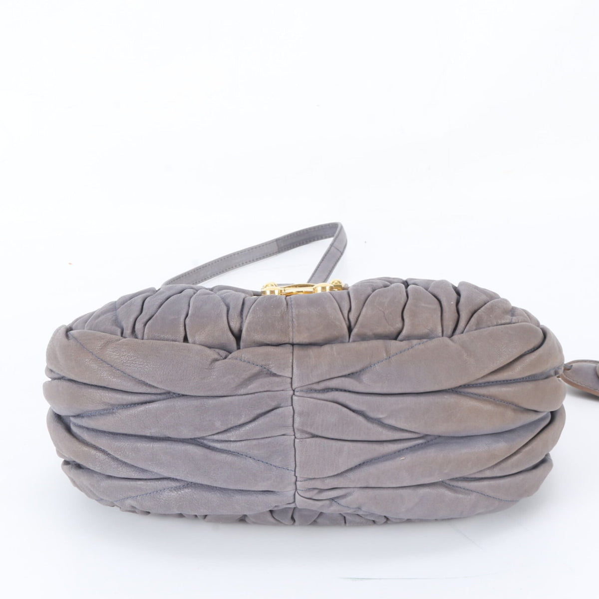Miu Miu Matelasse Gray Leather Handbag Shoulder Bag (Pre-Owned)