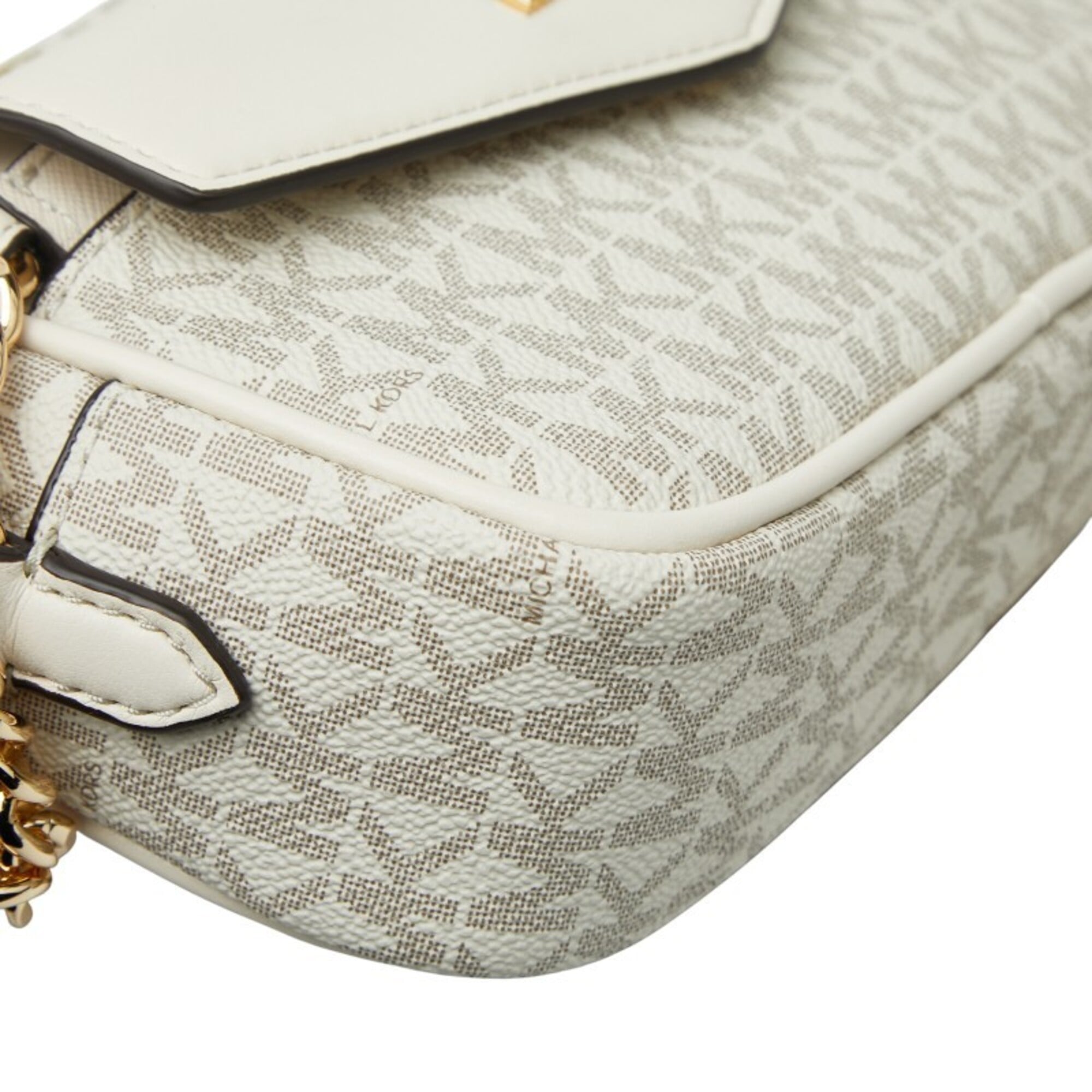 Michael Kors Beige White Leather Pvc Pouch Shoulder Bag (Pre-Owned)