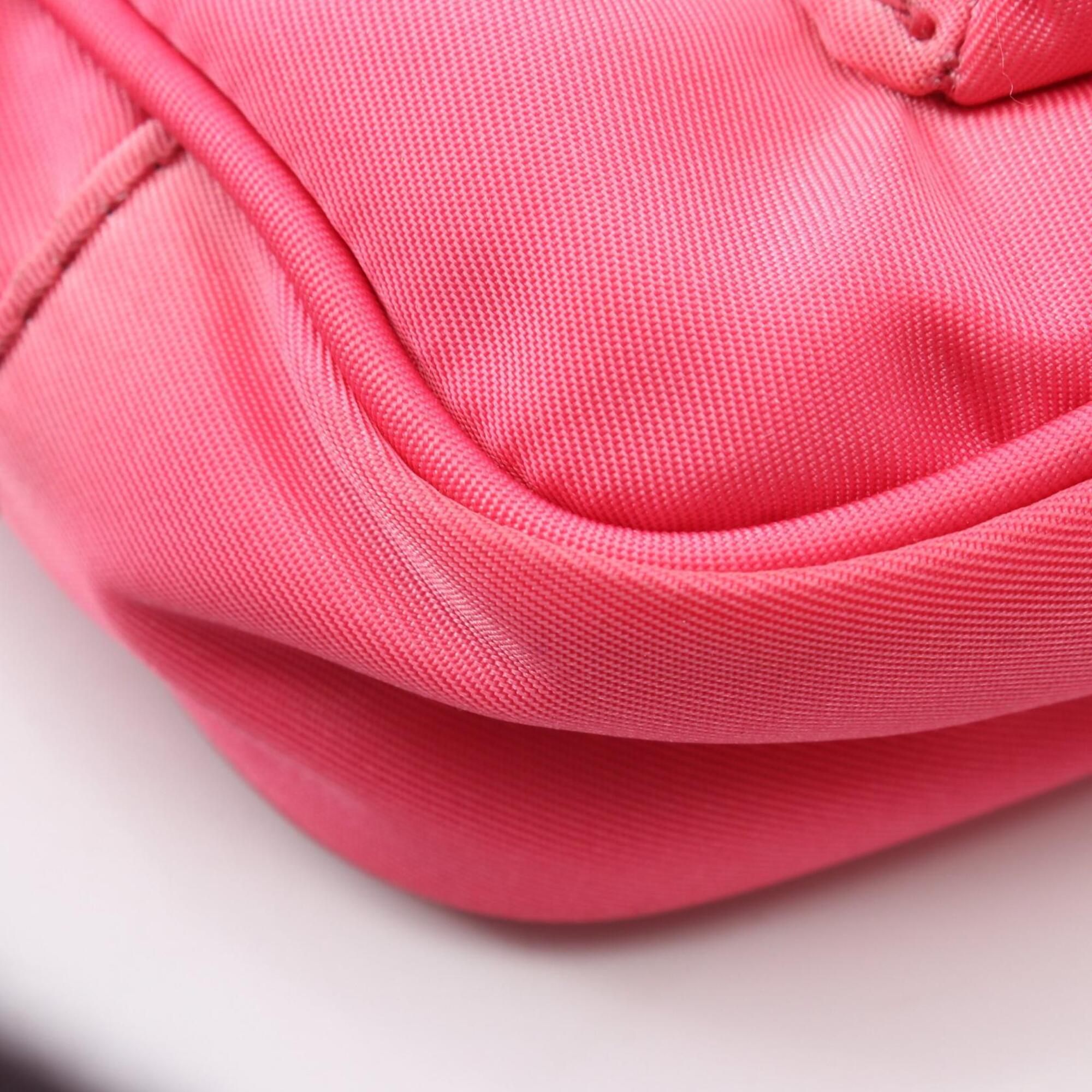 Prada Pink Nylon Leather Handbag Shoulder Bag (Pre-Owned)