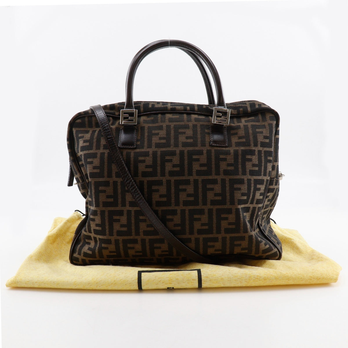 Fendi Zucca Brown Nylon Canvas Briefcase (Pre-Owned)