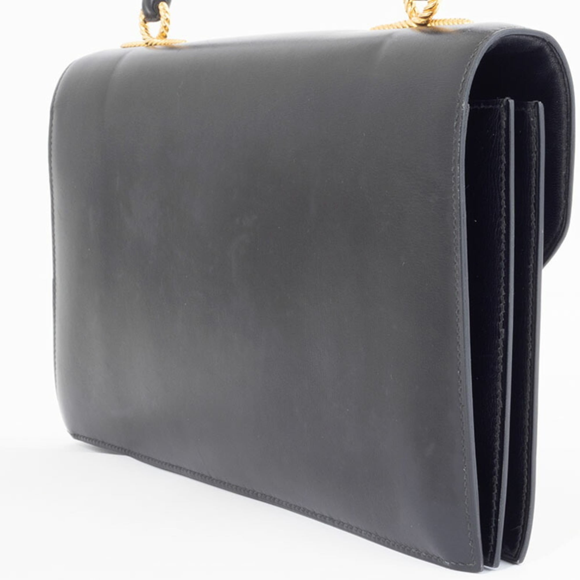 Hermes Black Box Calf Leather Handbag (Pre-Owned)