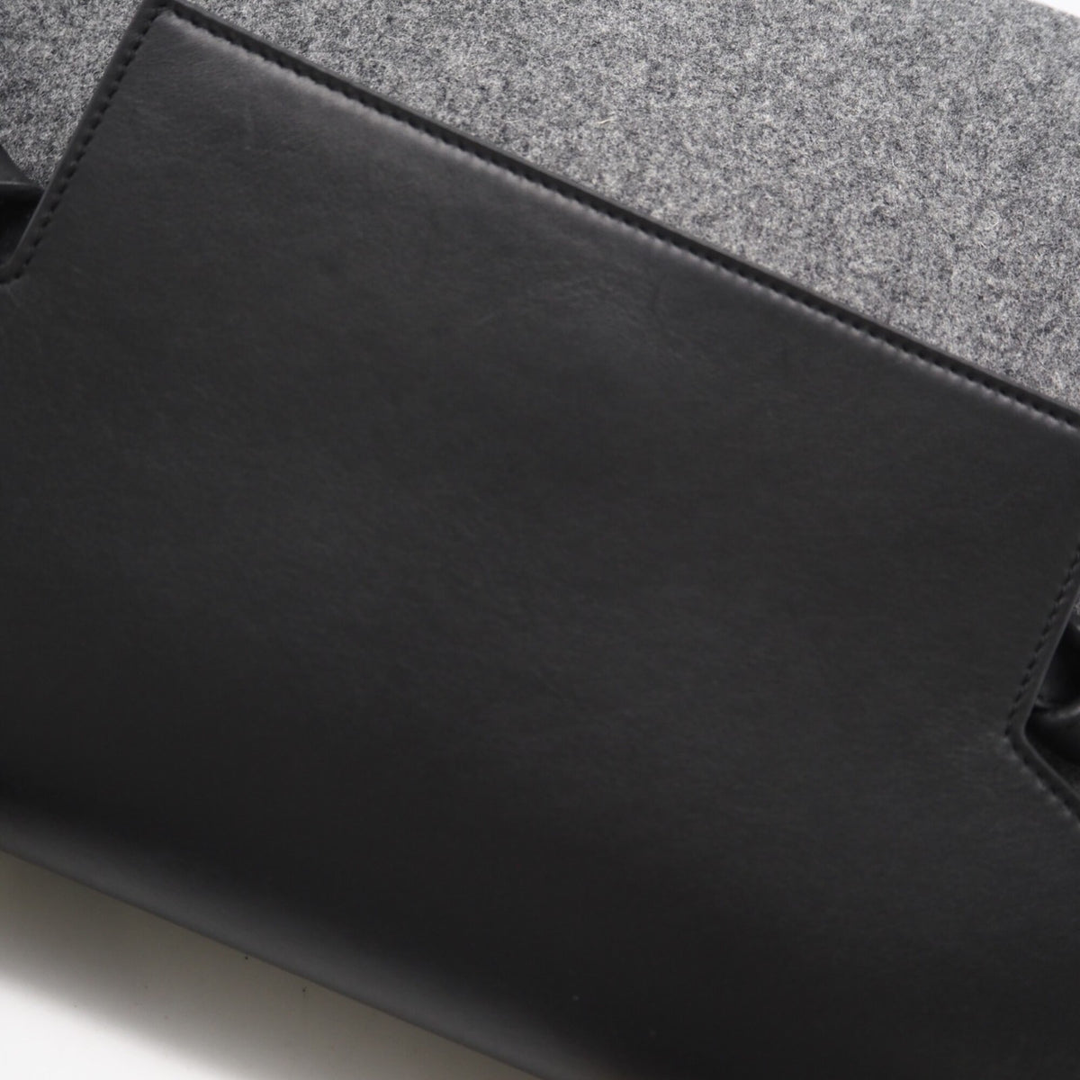 Celine Black Gray Felt Leather Handbag (Pre-Owned)