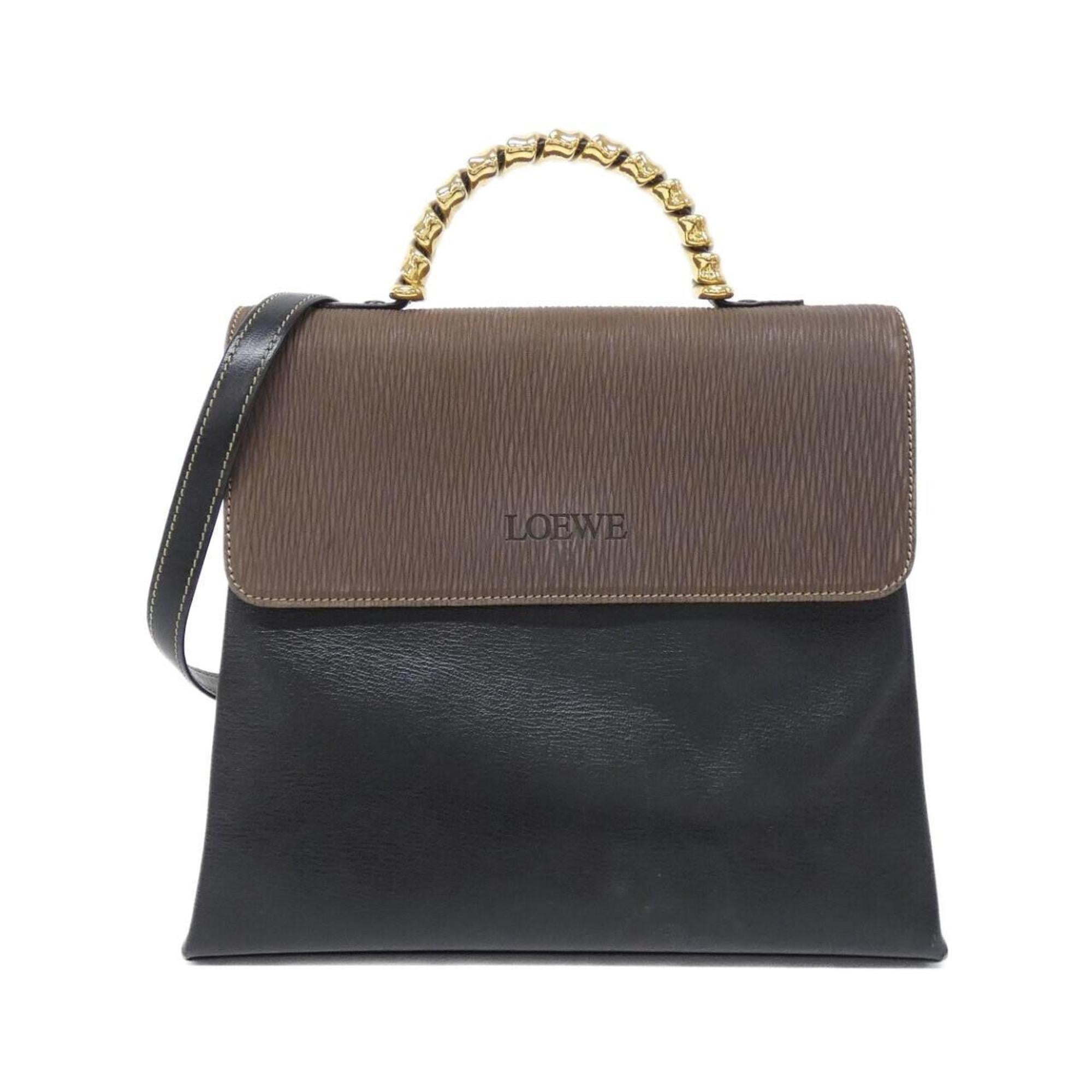Loewe Black Brown Leather Handbag (Pre-Owned)