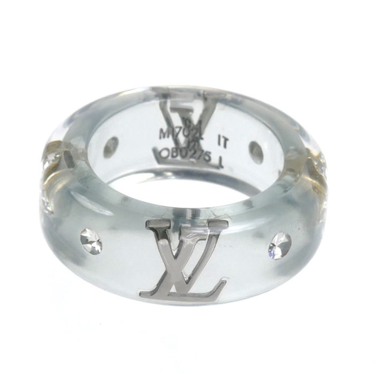 Louis Vuitton Silver Blue Gold Plating Resin Band Ring (Pre-Owned)