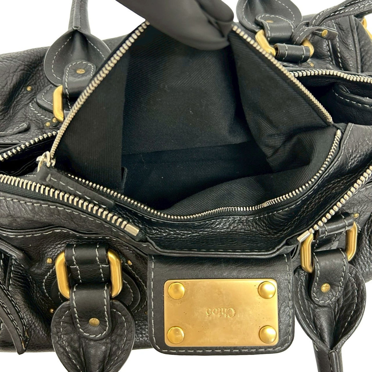 Chloé Black Leather Boston Bag Handbag Shoulder Bag (Pre-Owned)