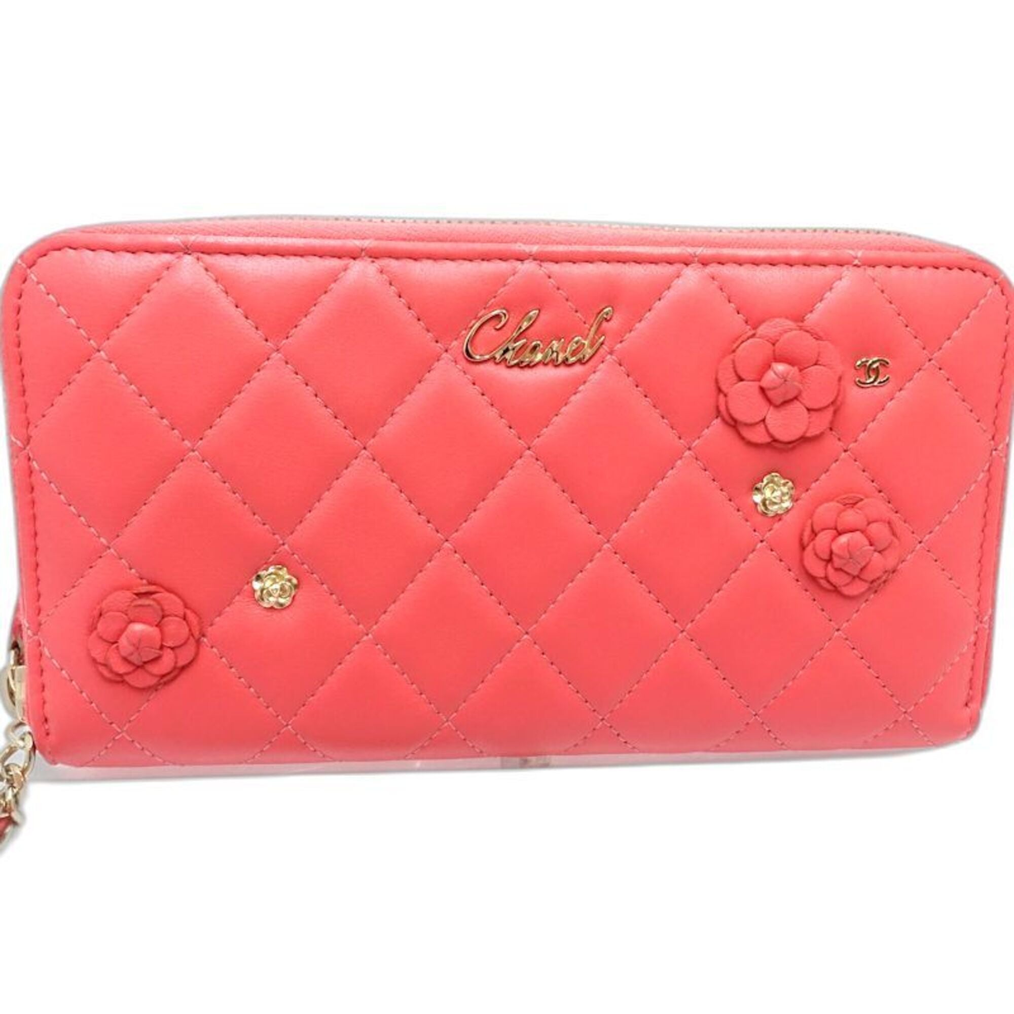 Chanel Pink Leather Long Wallet (Bi-Fold) (Pre-Owned)