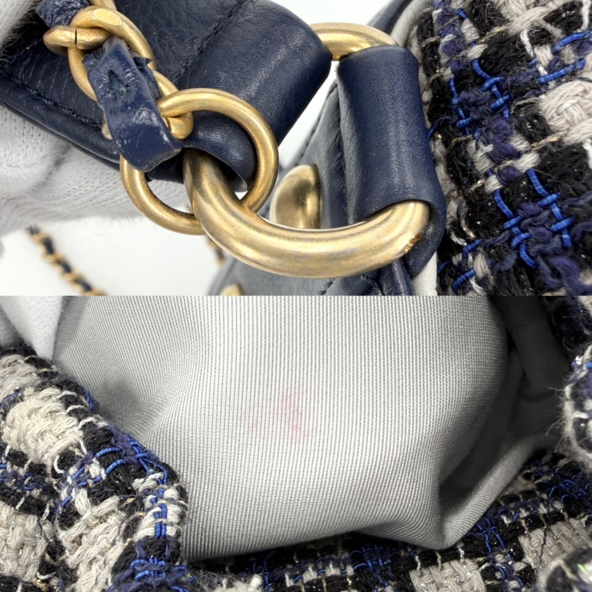 Chanel Matelasse Navy Leather Shoulder Bag (Pre-Owned)