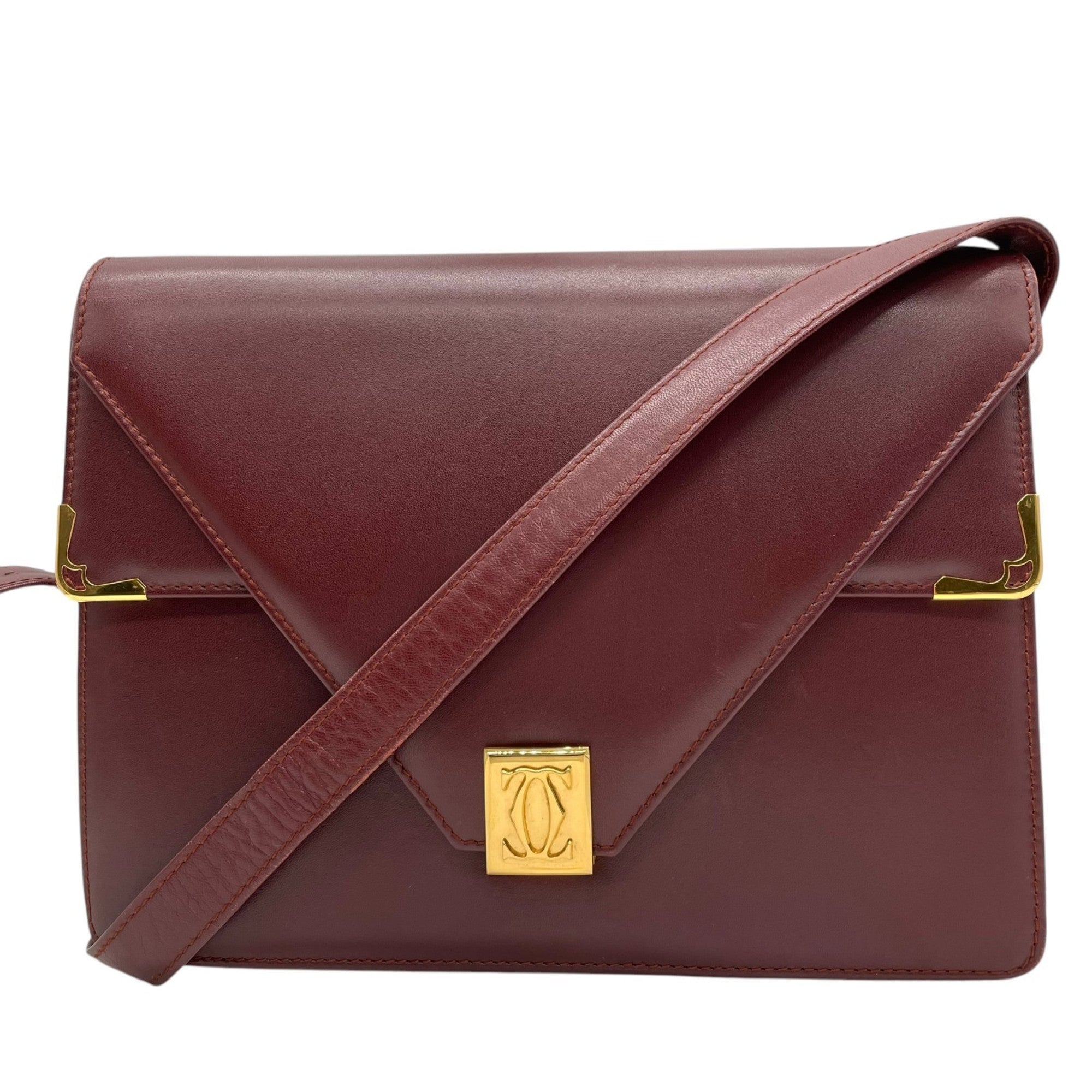 Cartier Bordeaux Wine Red Leather Shoulder Bag (Pre-Owned)
