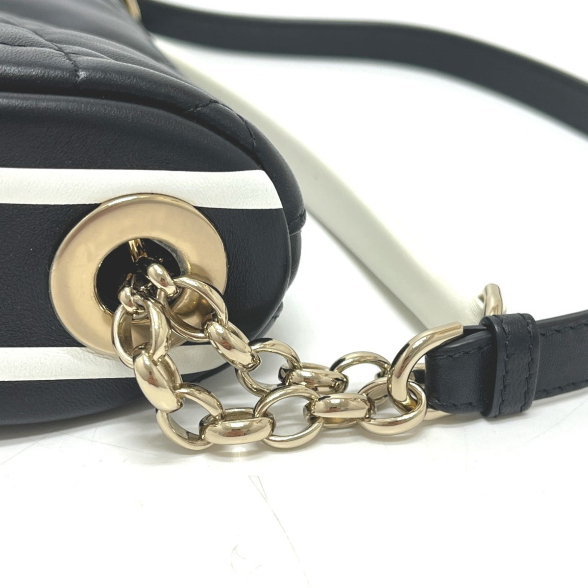 Christian Dior Black White Leather Handbag Shoulder Bag (Pre-Owned)