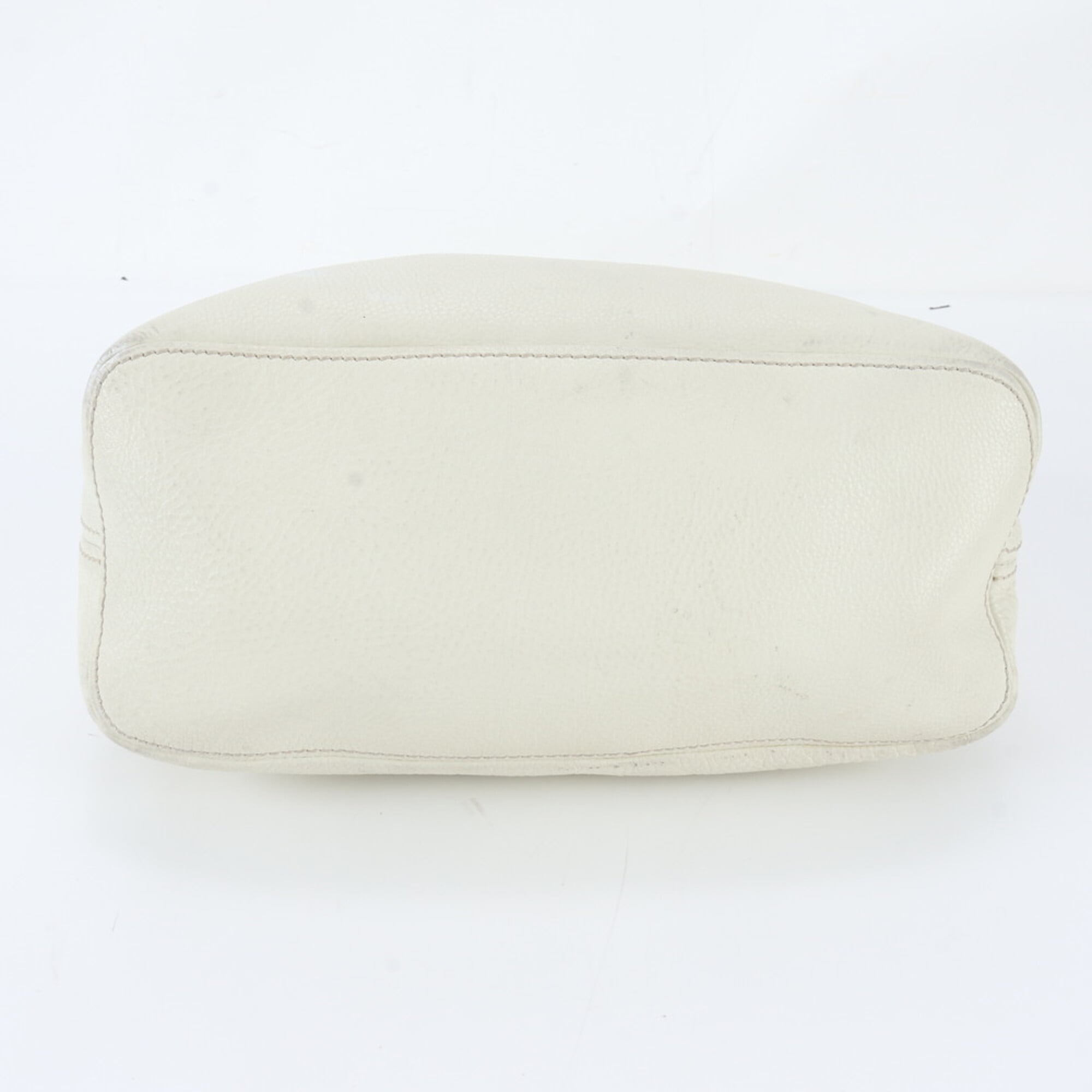 Prada White Leather Handbag Shoulder Bag Tote Bag (Pre-Owned)